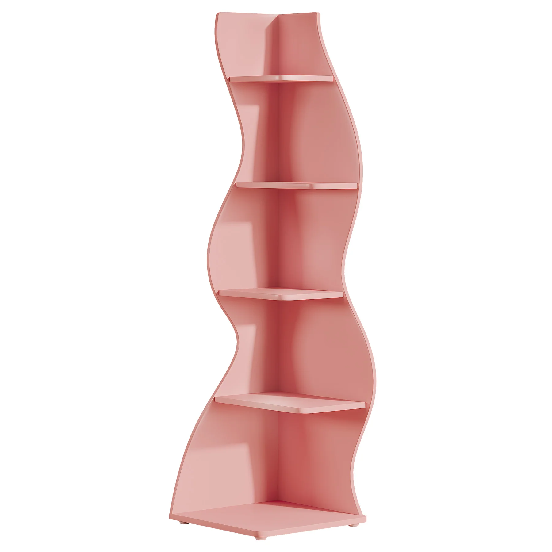5-Tier Corner Shelf, Wavy Bookshelf Bookcase Display Rack for Home Office - Image 21