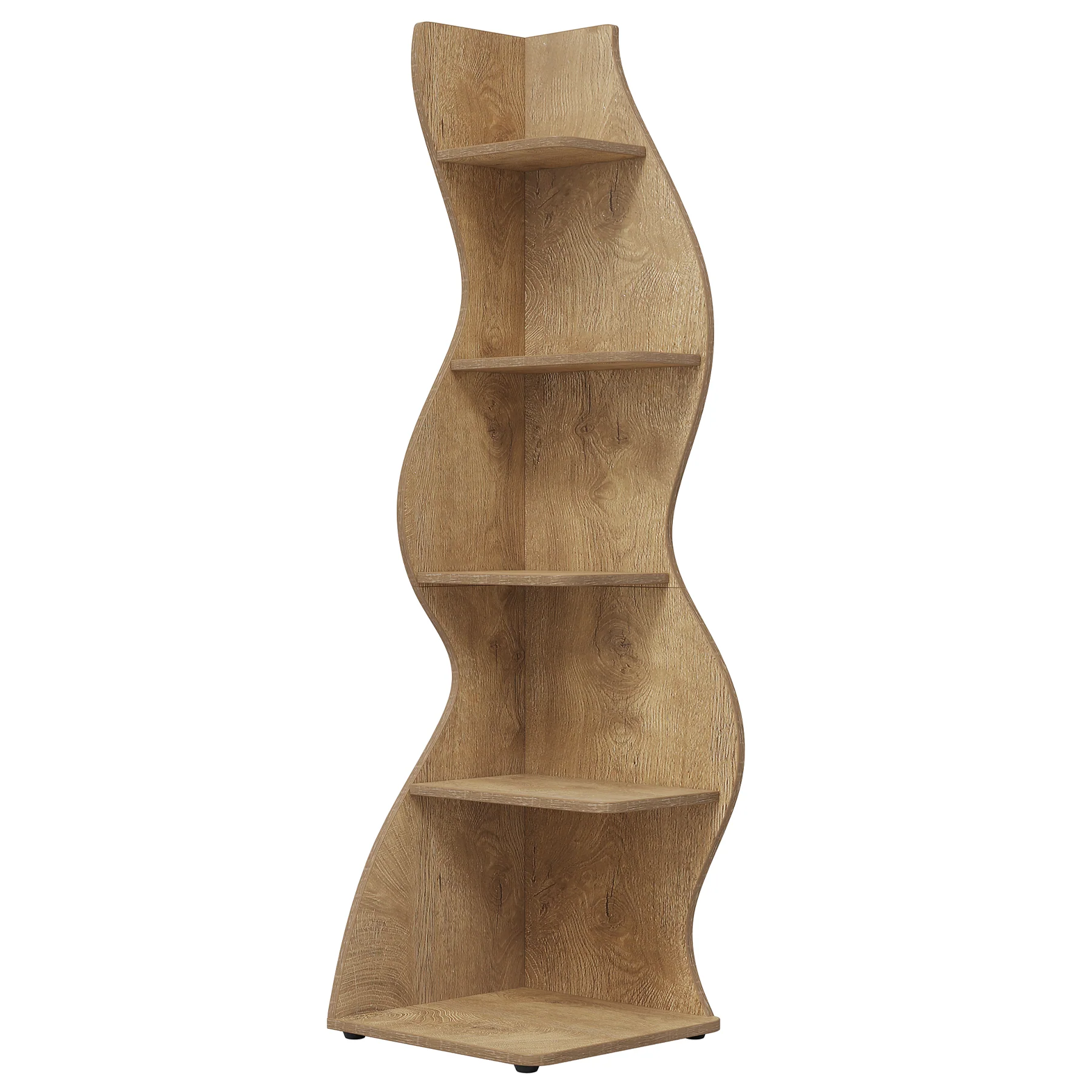 5-Tier Corner Shelf, Wavy Bookshelf Bookcase Display Rack for Home Office - Image 23