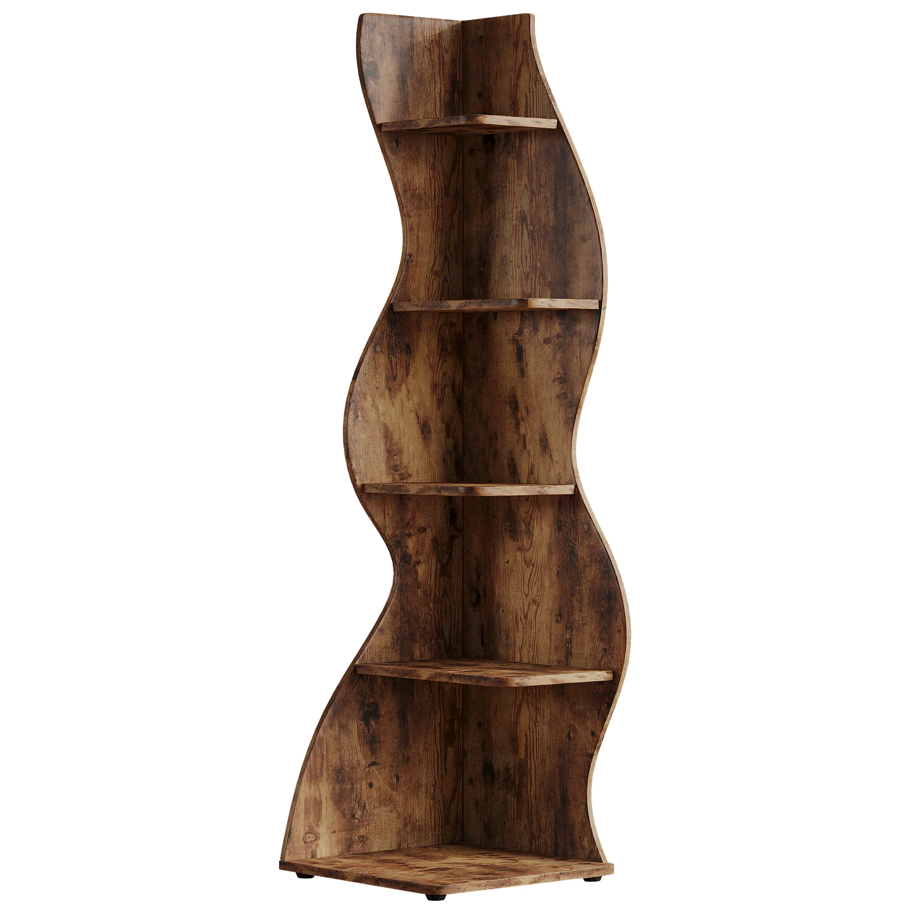 5-Tier Corner Shelf, Wavy Bookshelf Bookcase Display Rack for Home Office - Image 26
