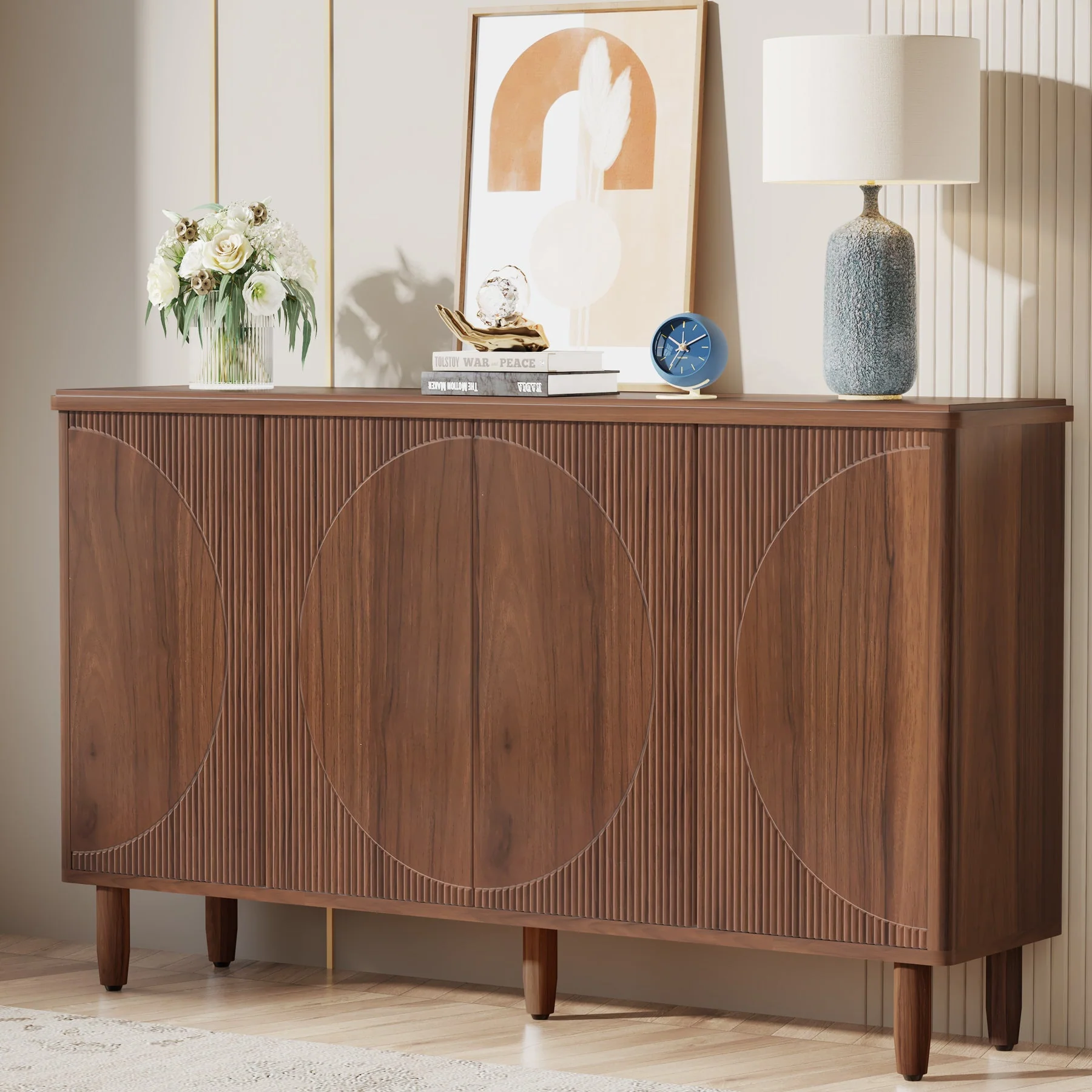59.4" Sideboard Buffet, Modern Credenza Storage Cabinet with Doors for Kitchen - Image 8