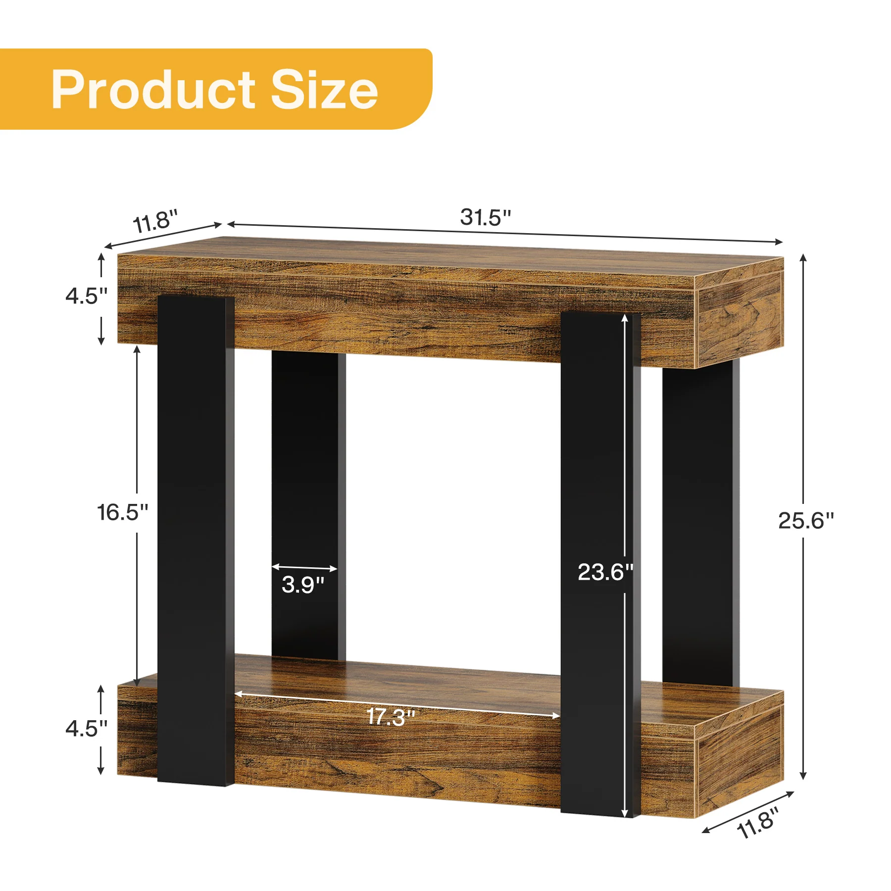 2-Tier End Table, Farmhouse Side Table with Storage Shelf for Living Room - Image 2