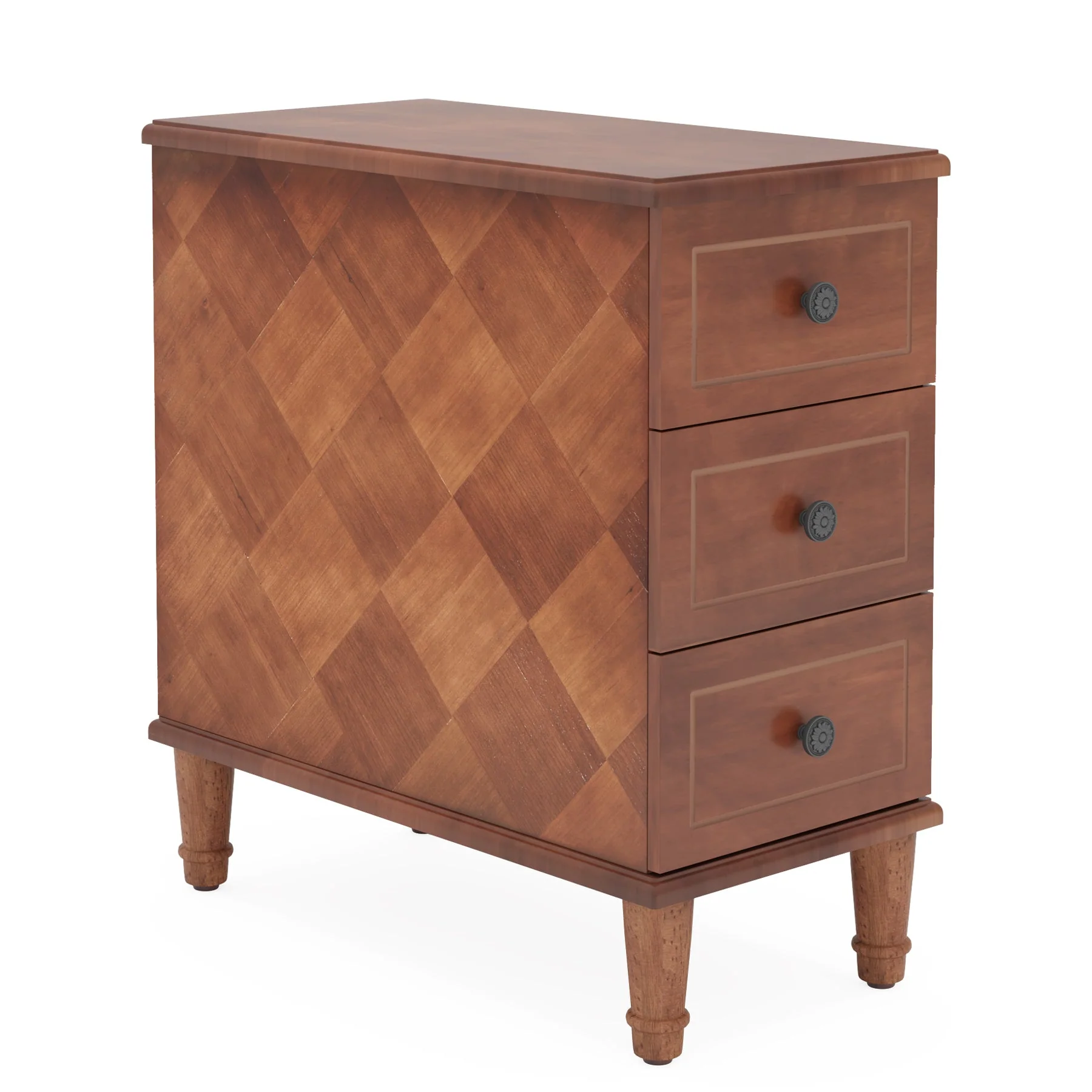 Wood Nightstand, Fully Assembled Narrow Side Table with 3 Drawers - Image 12