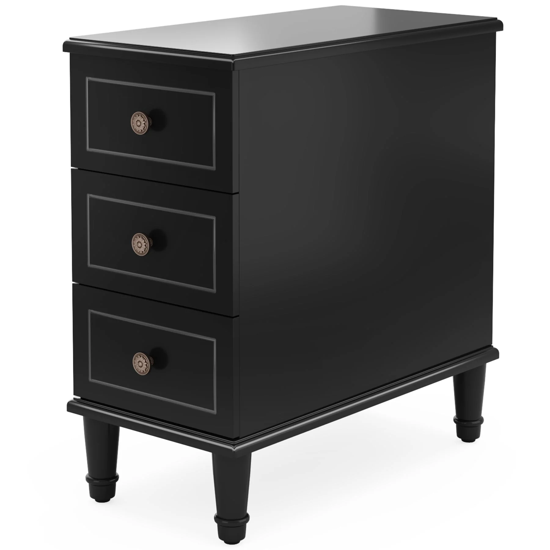 Wood Nightstand, Fully Assembled Narrow Side Table with 3 Drawers - Image 8