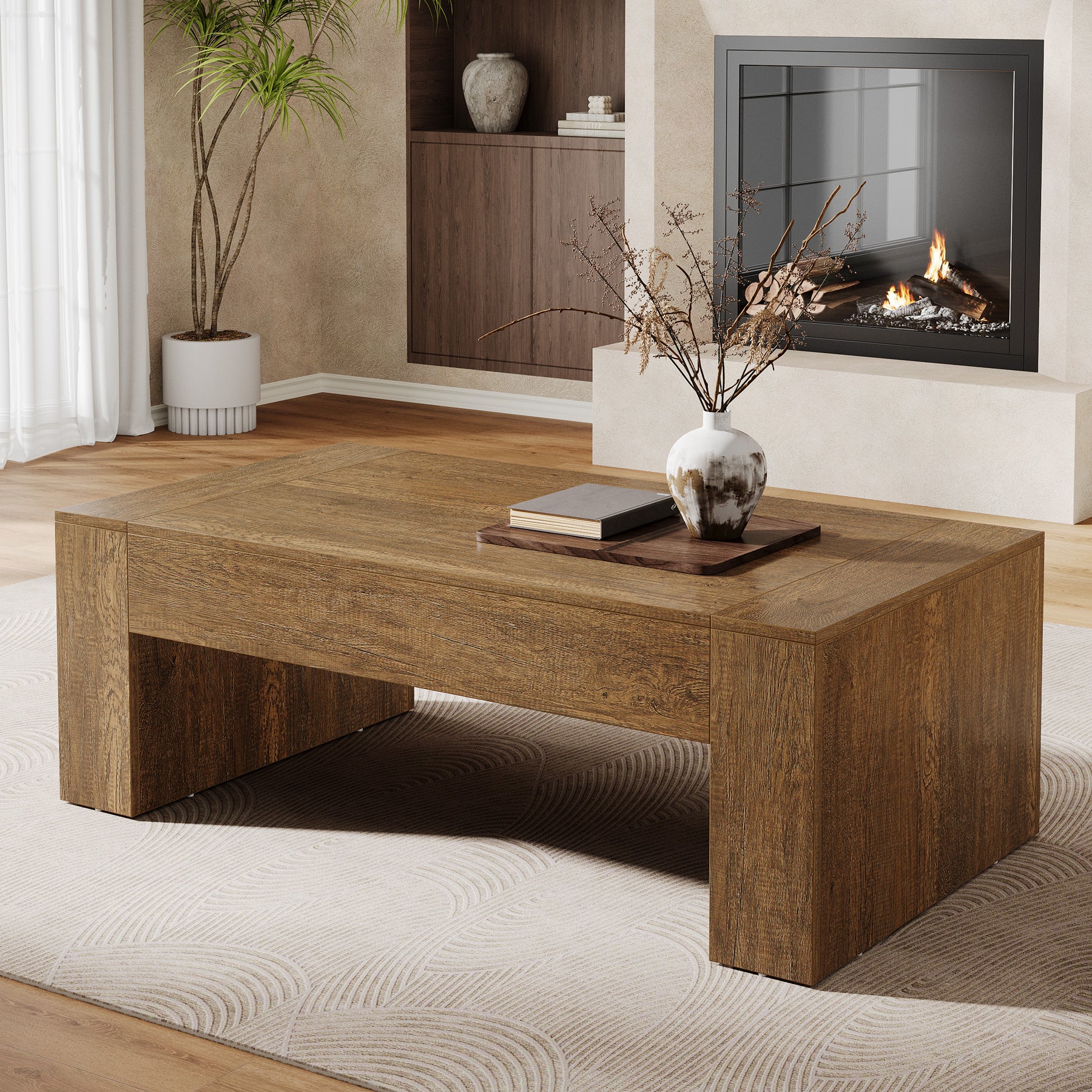 51" Coffee Table, Wood Center Table Simple Cocktail Tea Table - Image 4