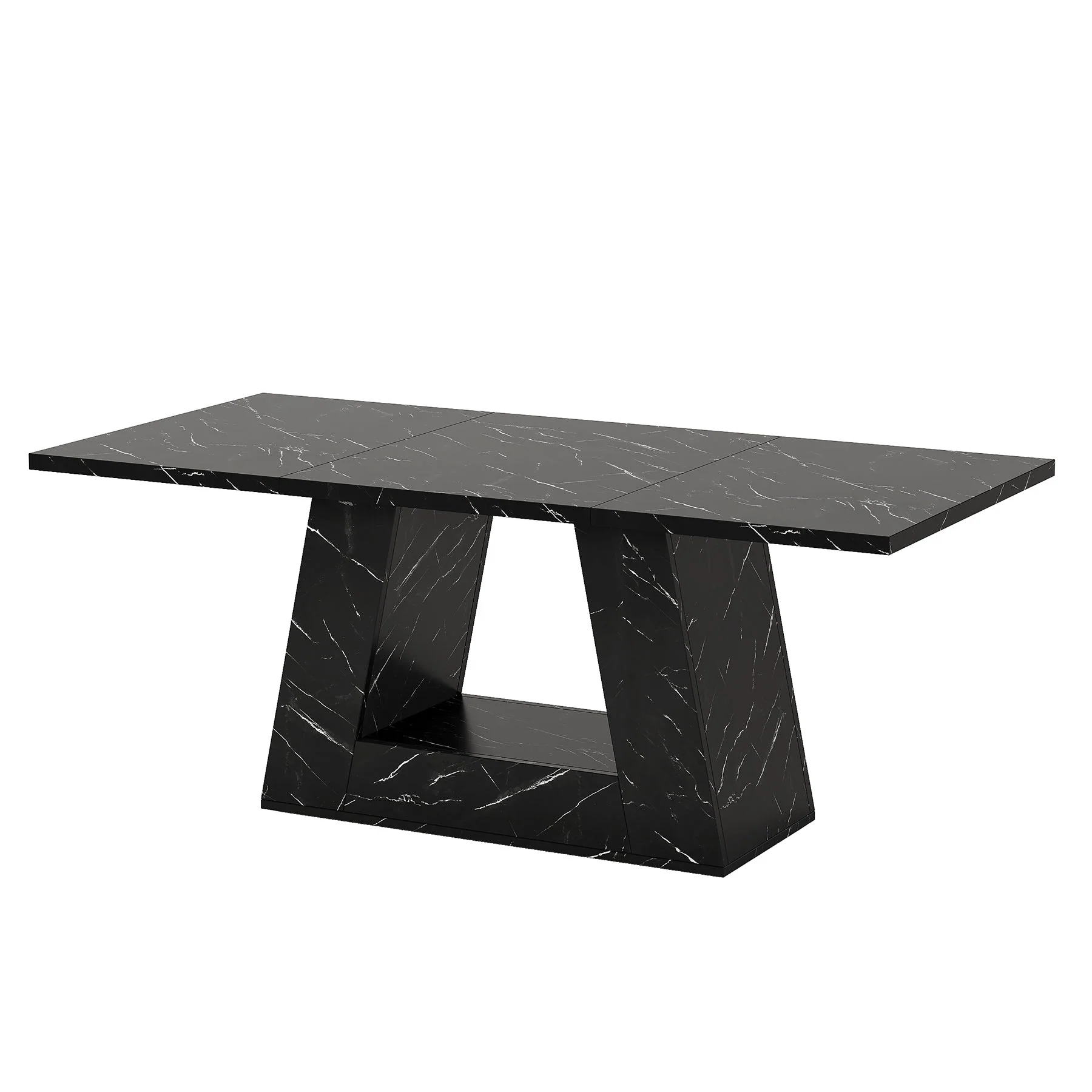 63" Wood Computer Desk, Faux Marble Executive Desk Office Desk - Image 8