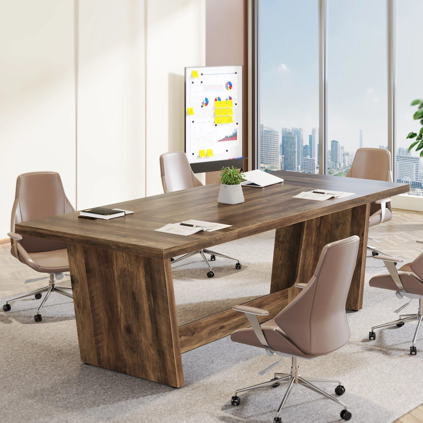 70.8-Inch Executive Desk, Wood Study Computer Desk Writing Table - Image 5