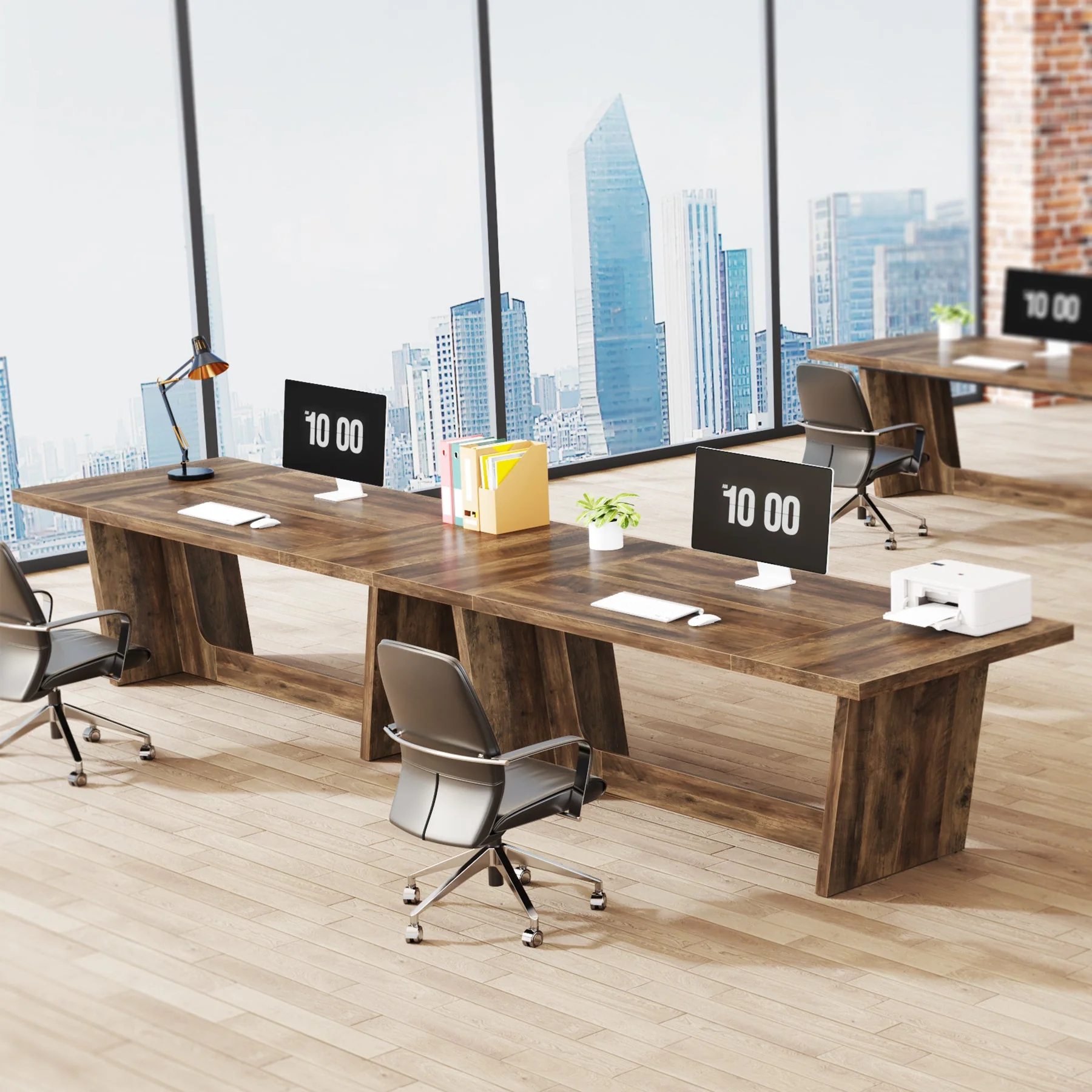 70.8-Inch Executive Desk, Wood Study Computer Desk Writing Table - Image 6