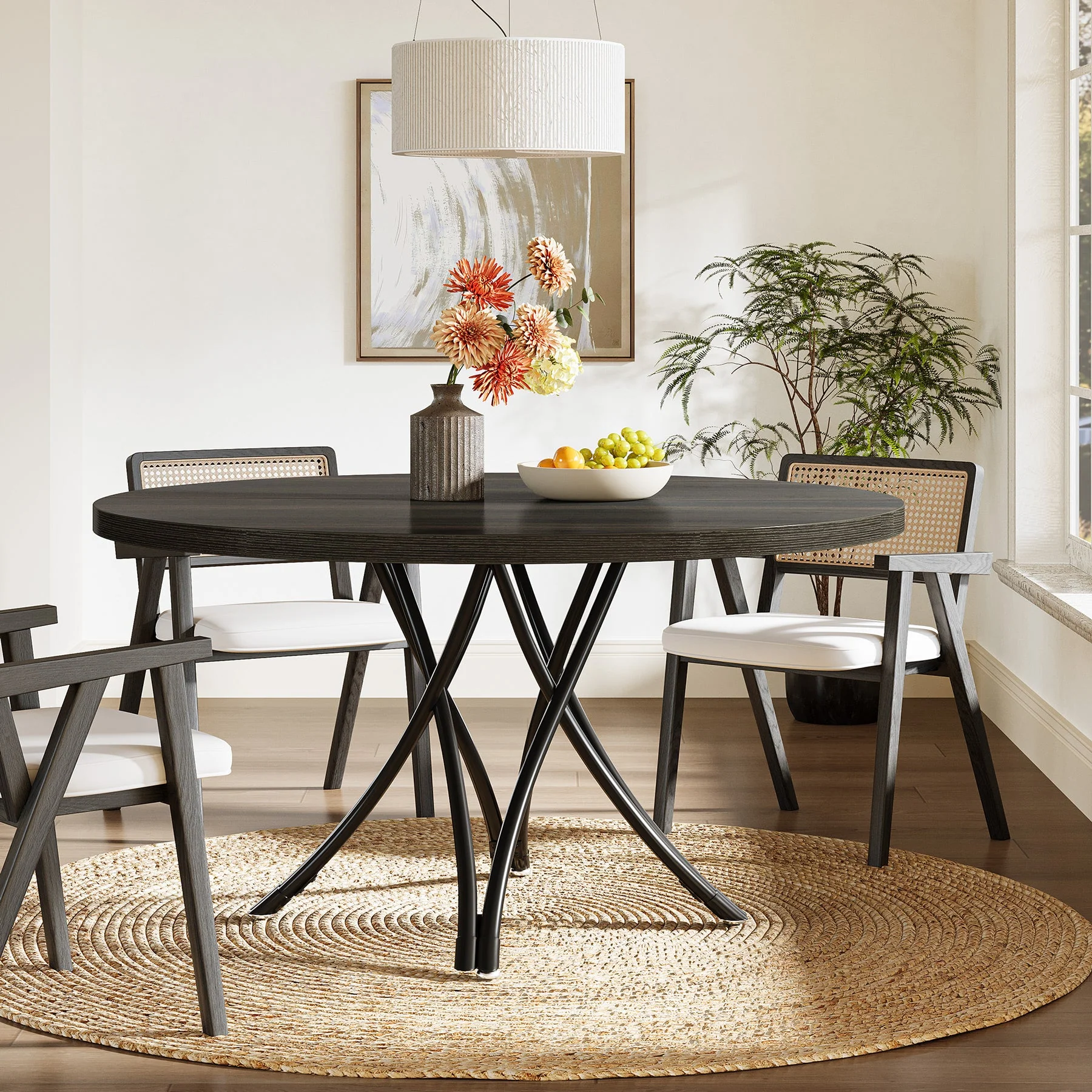 47" Round Dining Table, Modern Circle Kitchen Table for 4 - Image 3