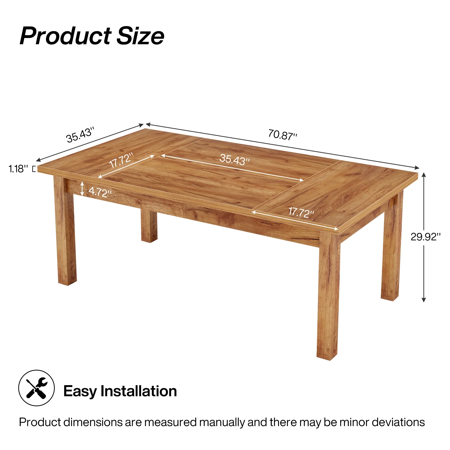Wood Executive Desk, 70.9" Computer Desk Large Office Desk - Image 2