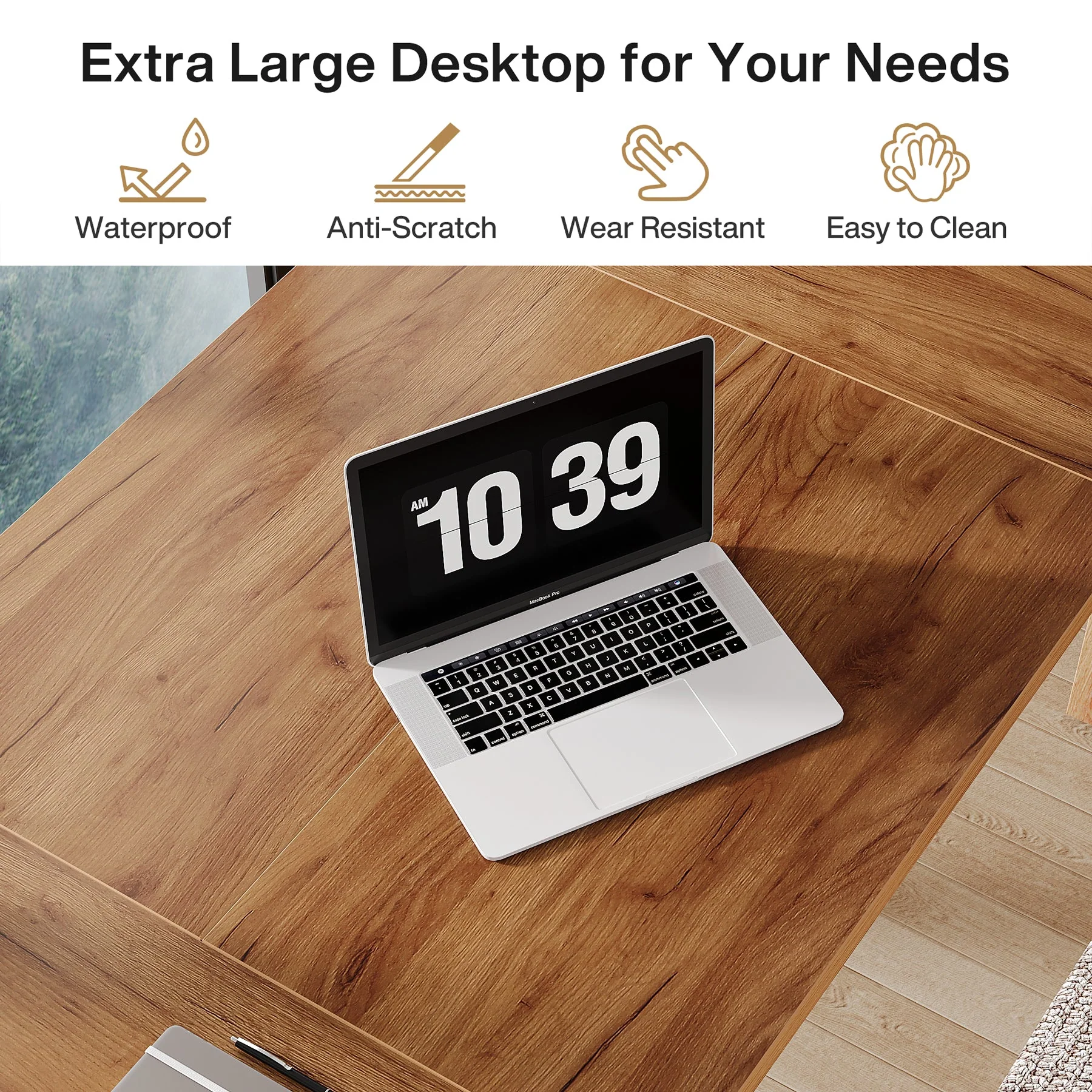 Wood Executive Desk, 70.9" Computer Desk Large Office Desk - Image 6