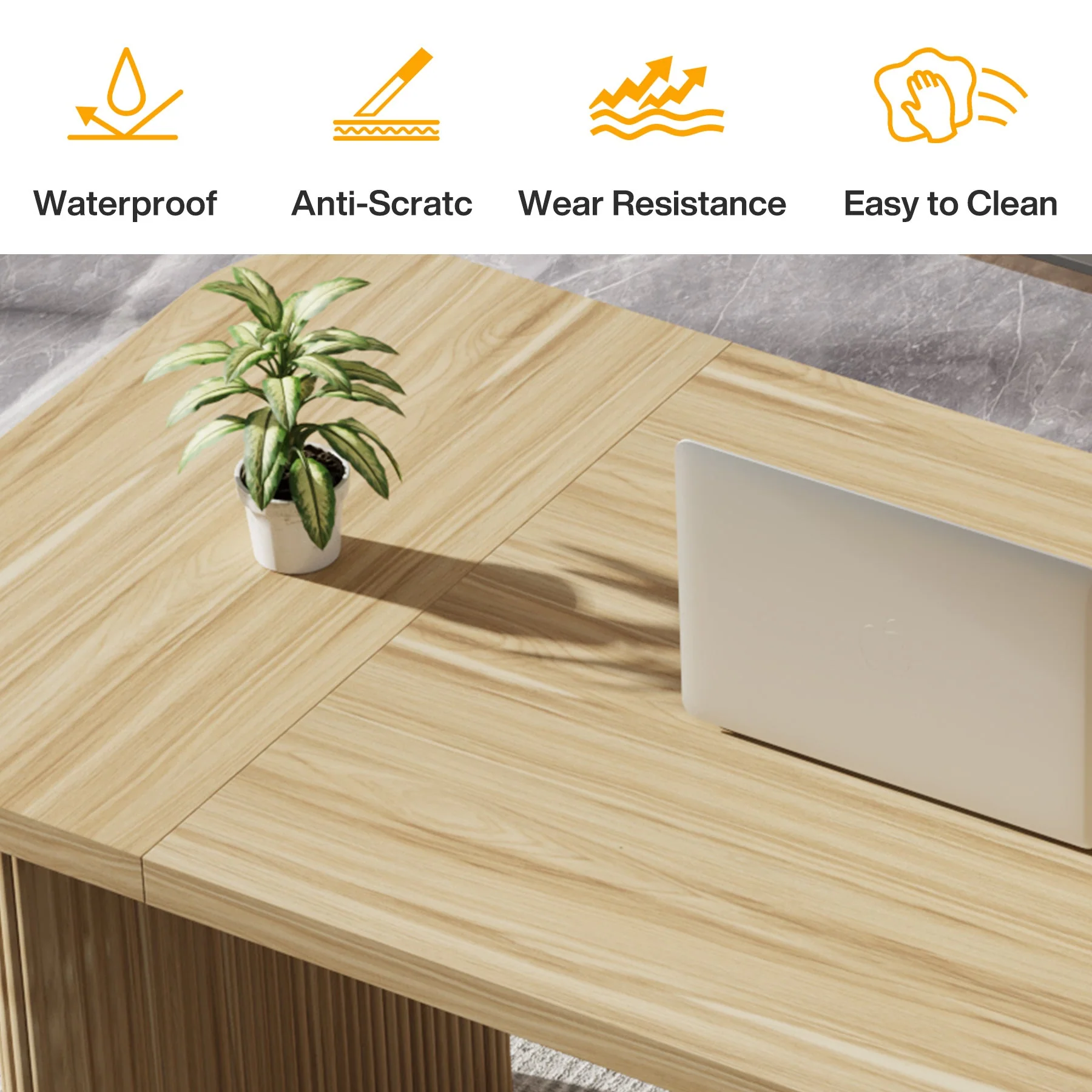 62.2" Wood Executive Desk Simple Rectangular Computer Desk Writing Table - Image 6