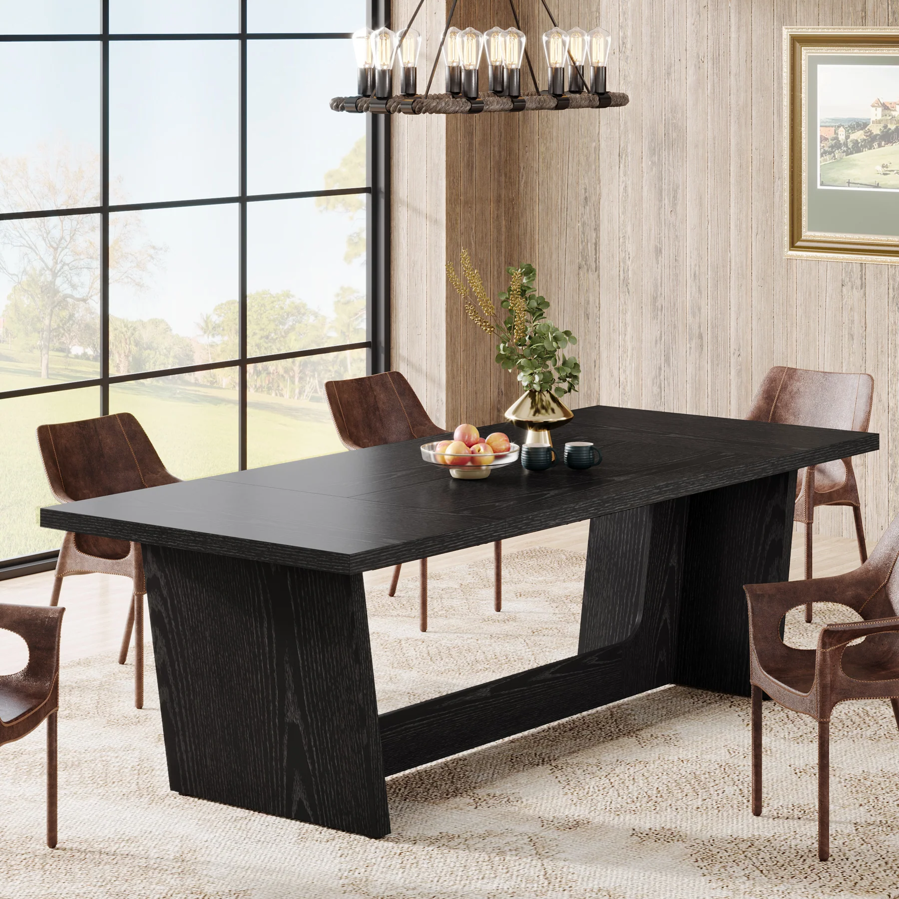 70.8-Inch Dining Table, Wood Farmhouse Kitchen Table for 4-6 - Image 10