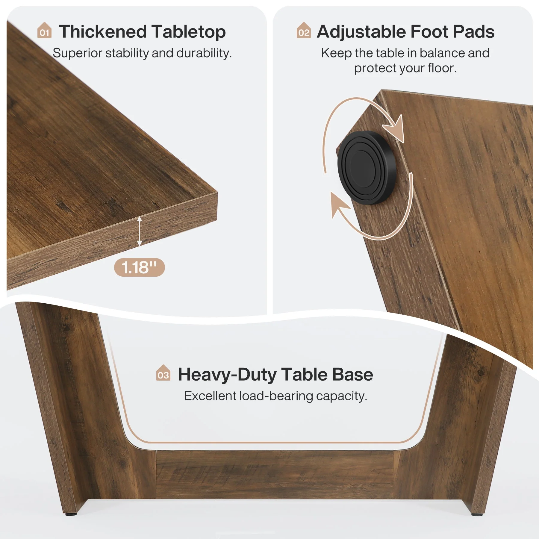 70.8-Inch Dining Table, Wood Farmhouse Kitchen Table for 4-6 - Image 7