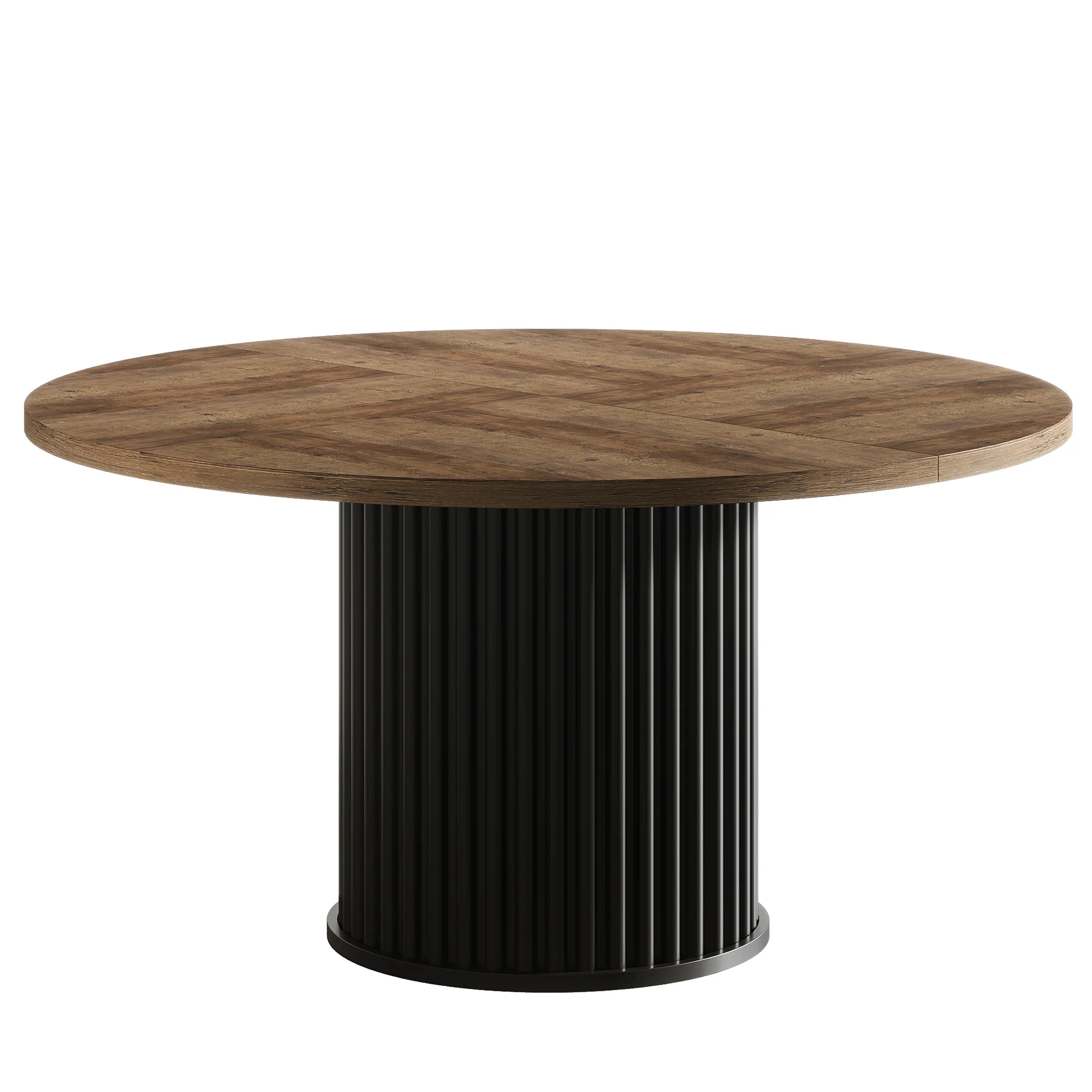 47" Round Dining Table, Wood Kitchen Table With Sturdy Fluted Metal Base - Image 10