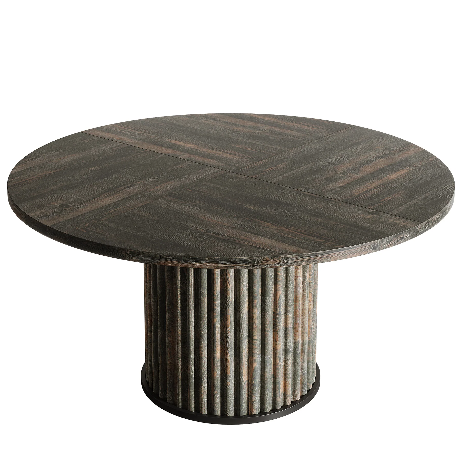 47" Round Dining Table, Wood Kitchen Table With Sturdy Fluted Metal Base - Image 14