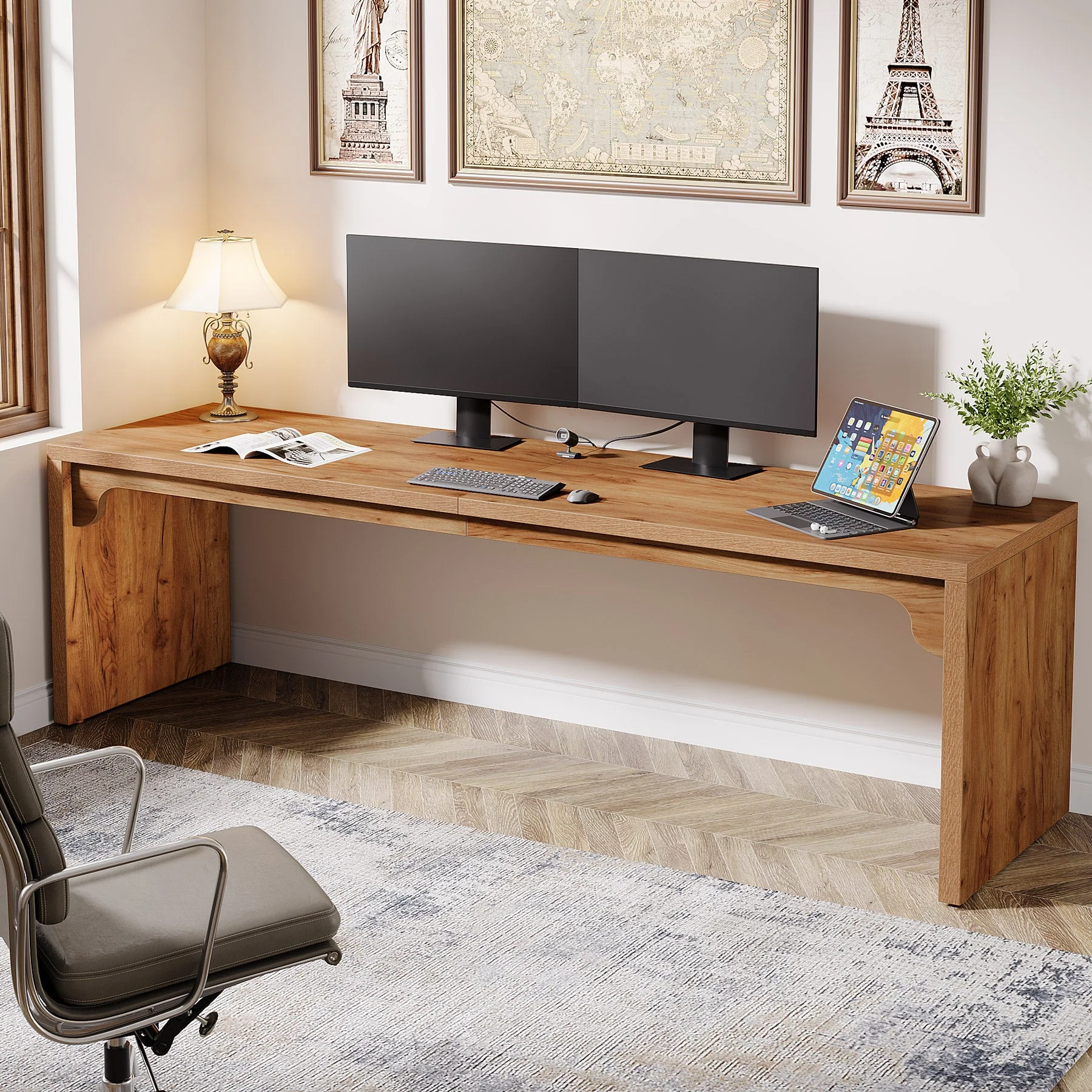 78.7" Two Person Desk, Wood Long Computer Desk Double Desk - Image 5