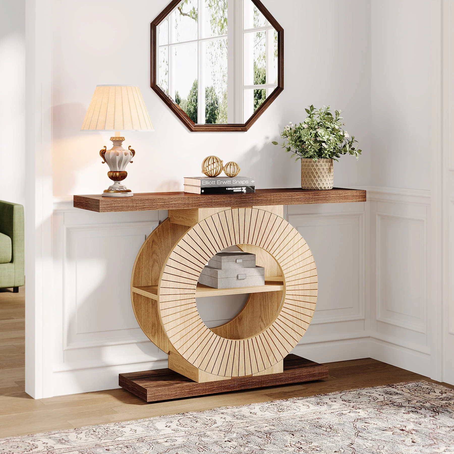 39.3" Console Table, Elegant Wood Sofa Table Hallway Table - Image 3