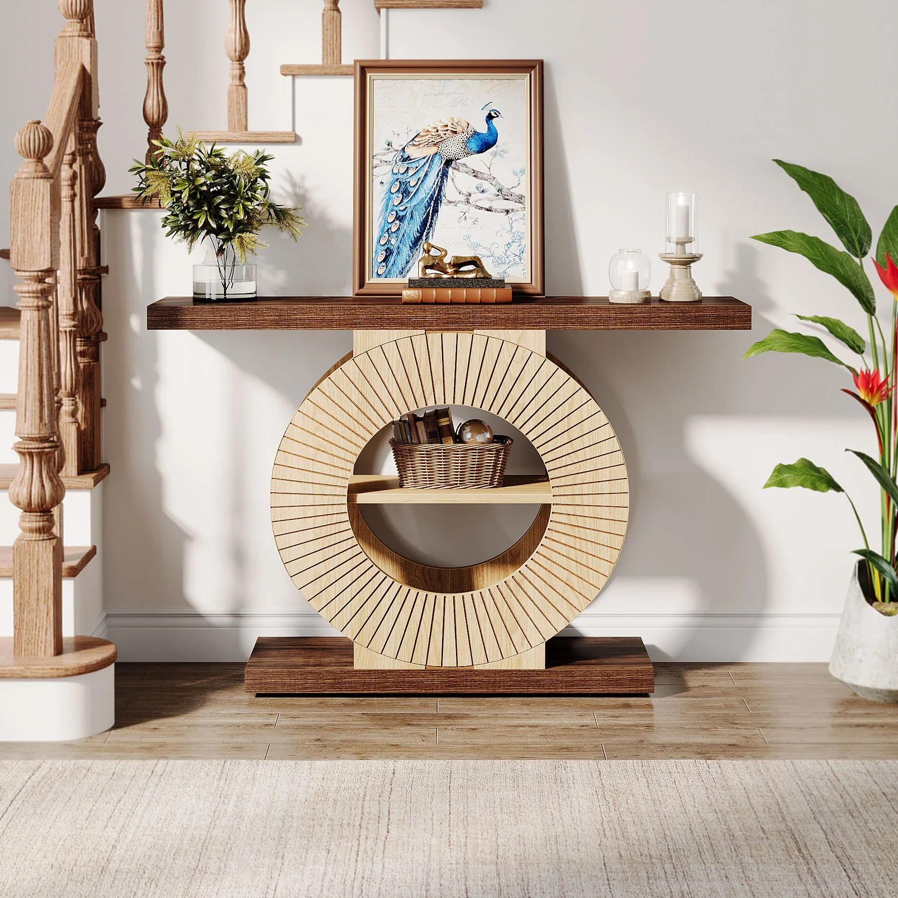 39.3" Console Table, Elegant Wood Sofa Table Hallway Table - Image 4