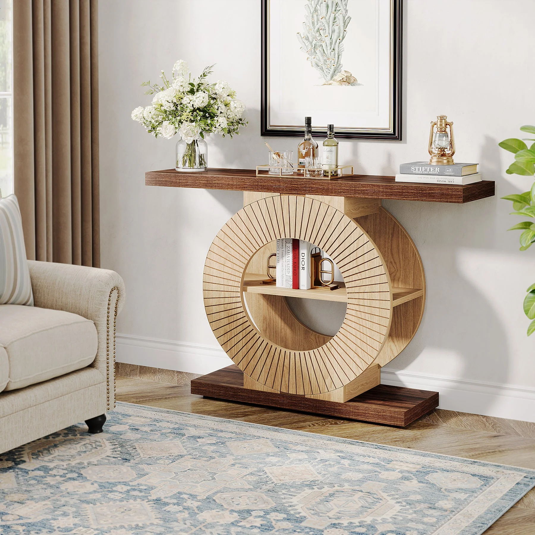 39.3" Console Table, Elegant Wood Sofa Table Hallway Table - Image 5