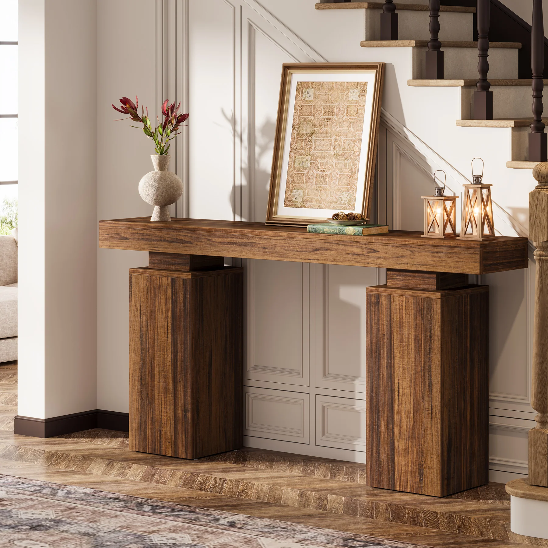 63" Console Table, Wooden Entryway Table Foyer Stand - Image 11