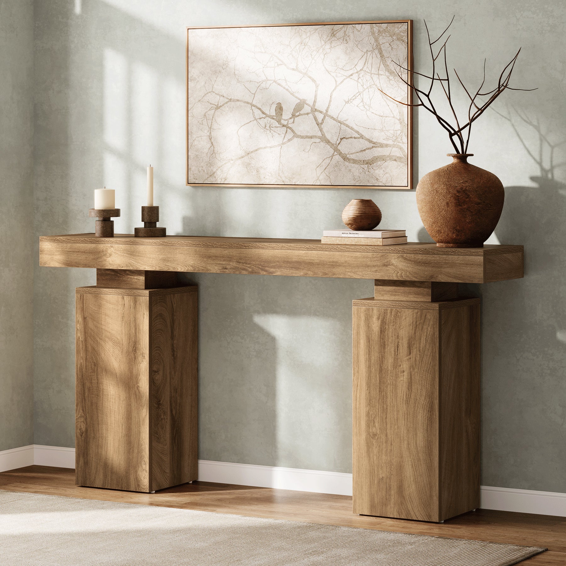 63" Console Table, Wooden Entryway Table Foyer Stand - Image 5