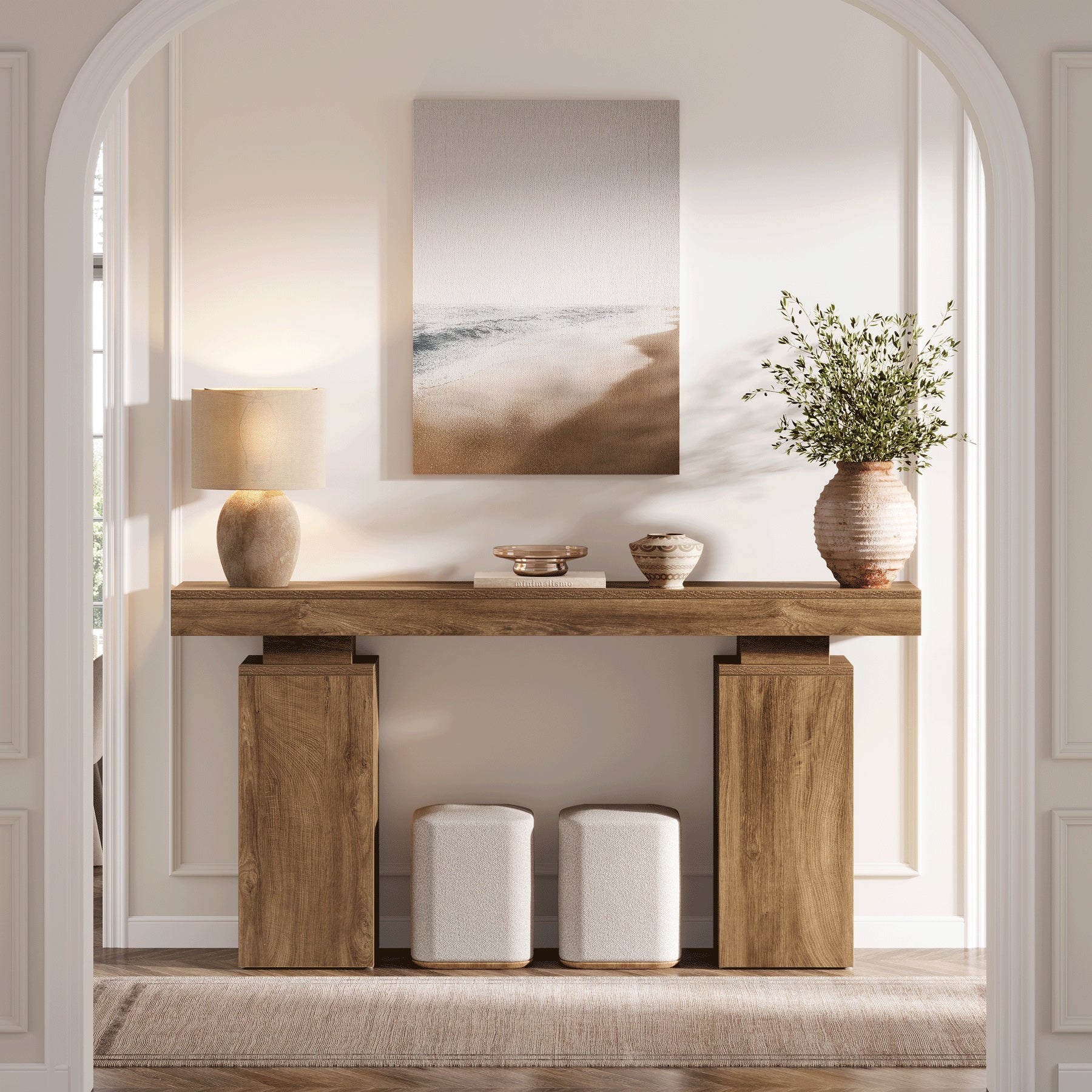 63" Console Table, Wooden Entryway Table Foyer Stand - Image 6