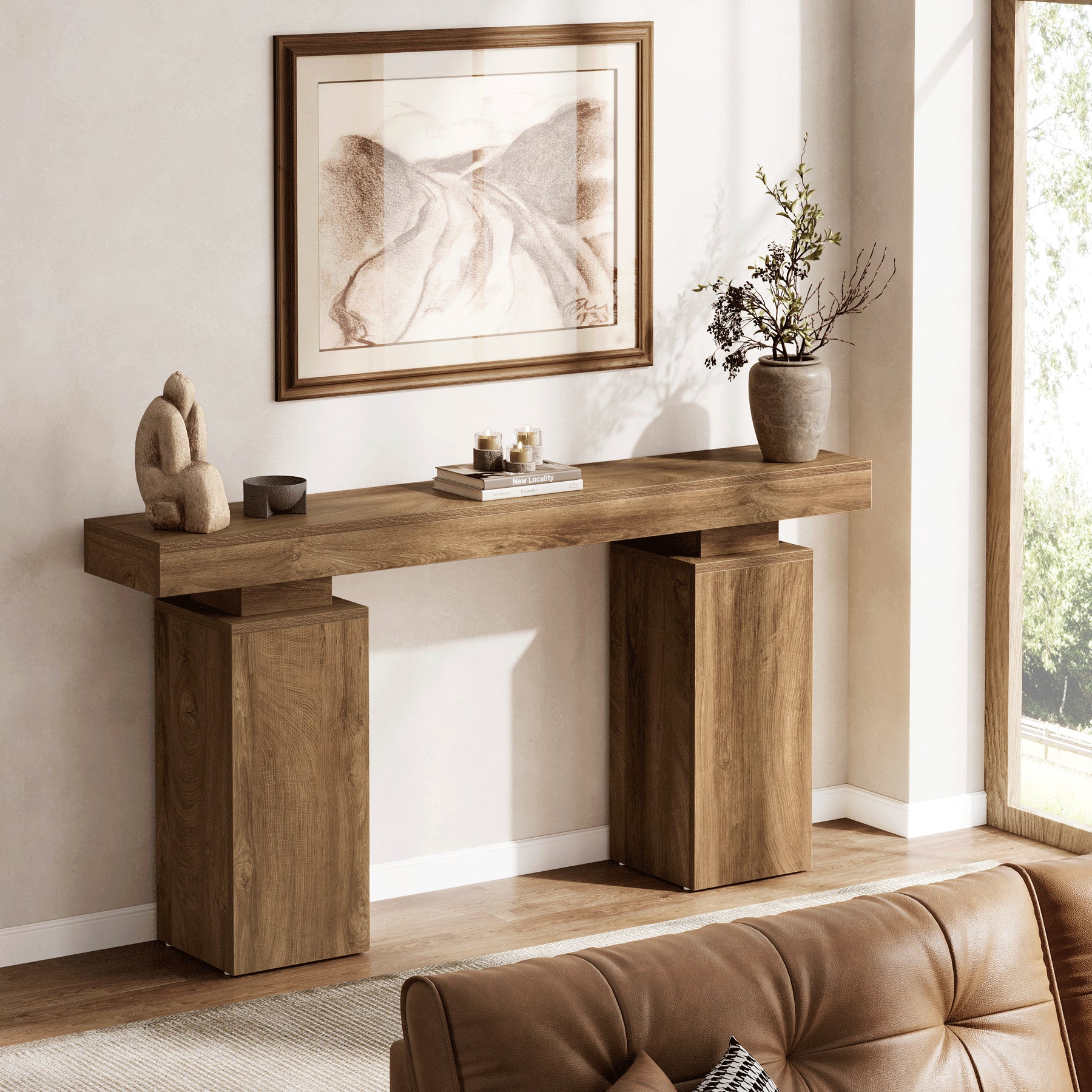 63" Console Table, Wooden Entryway Table Foyer Stand - Image 8