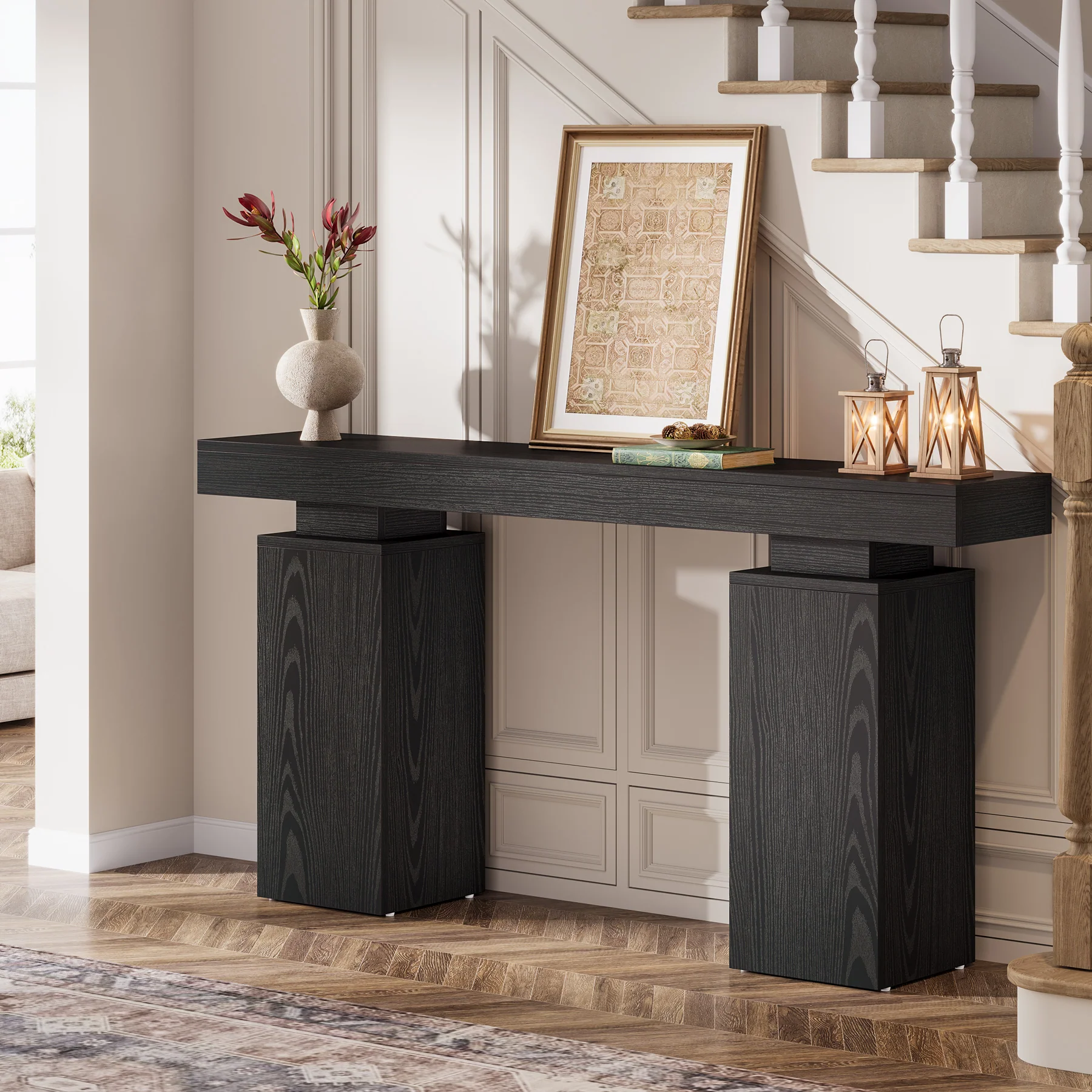 63" Console Table, Wooden Entryway Table Foyer Stand - Image 9