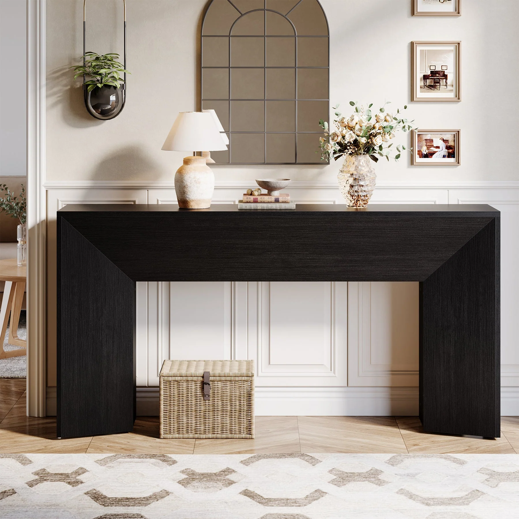 63" Console Table, Wooden Sofa Table Hallway Foyer Table - Image 3