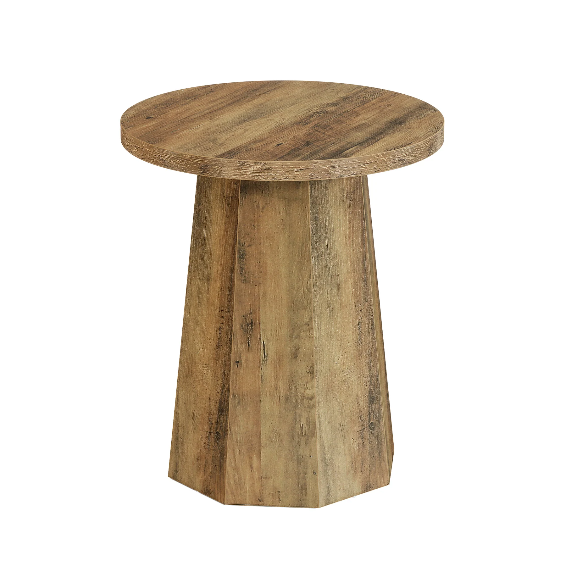 Round End Table, Wooden Couch Side Table with Octagonal Base - Image 12