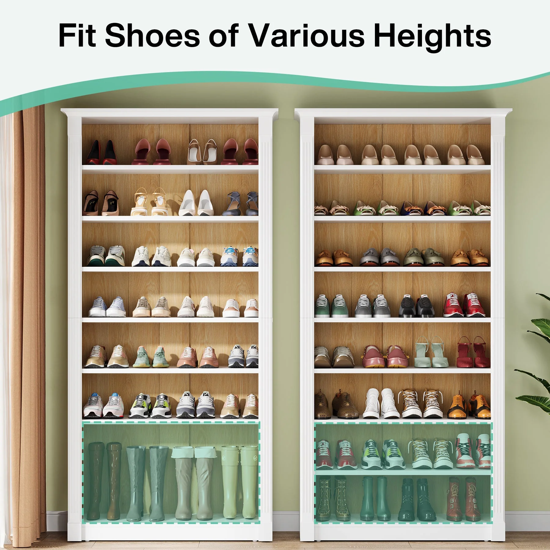 8-Tier Shoe Rack, Wooden Freestanding Shoe Storage Cabinet for 32-40 Pairs - Image 7