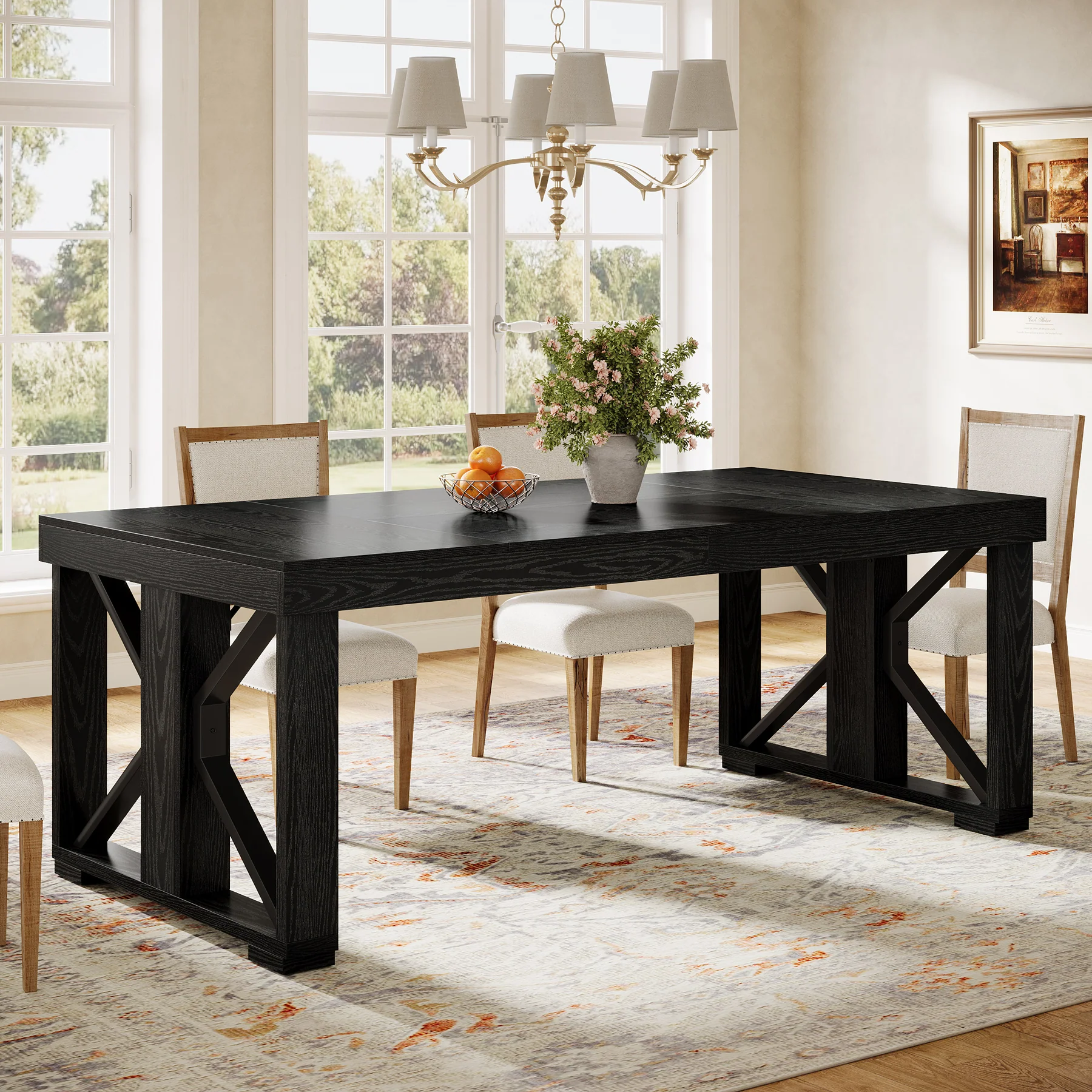 70.8" Dining Table, Wooden Kitchen Dinner Table for 6-8 People - Image 10