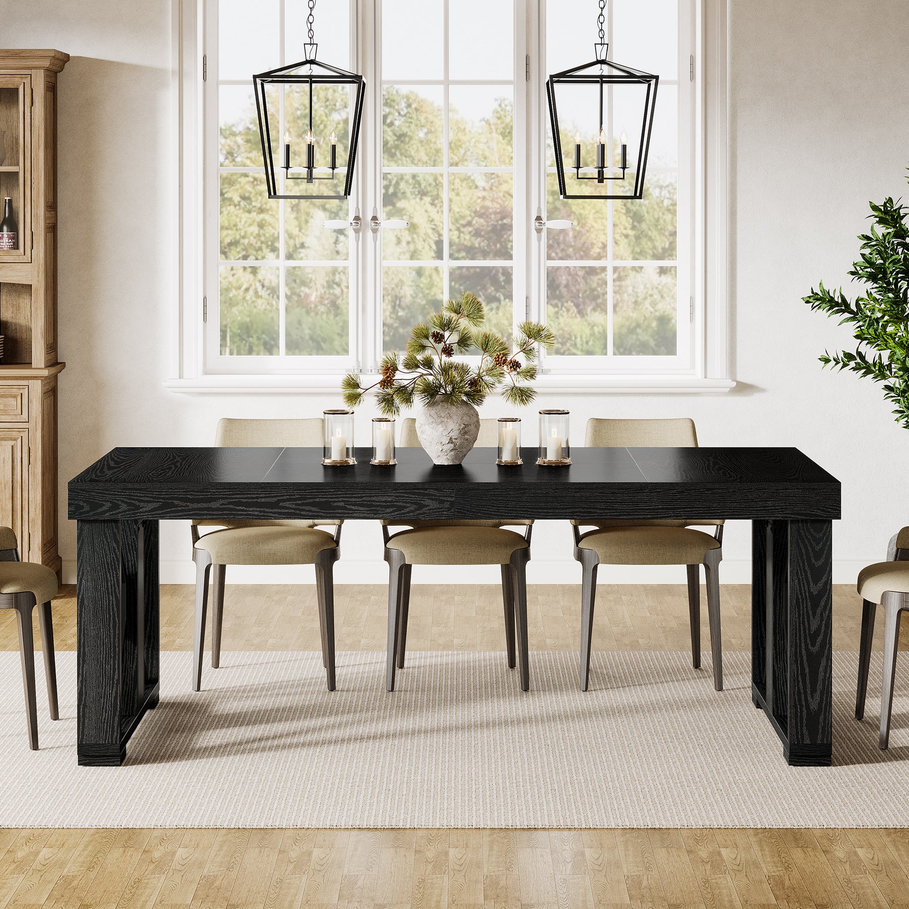 70.8" Dining Table, Wooden Kitchen Dinner Table for 6-8 People - Image 11