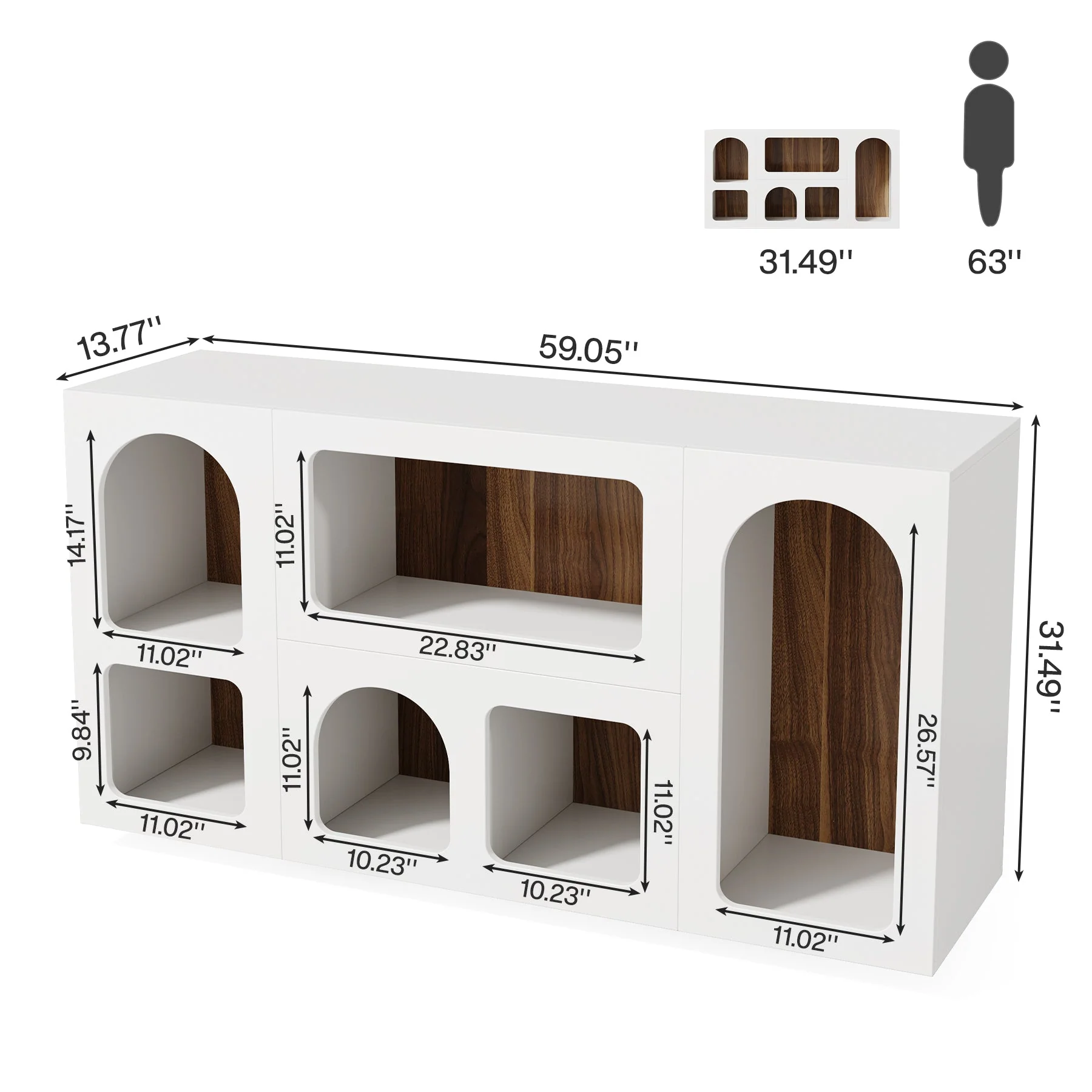 59" Console Table, Wooden Sofa Table Storage Organizer Entrance Table - Image 2