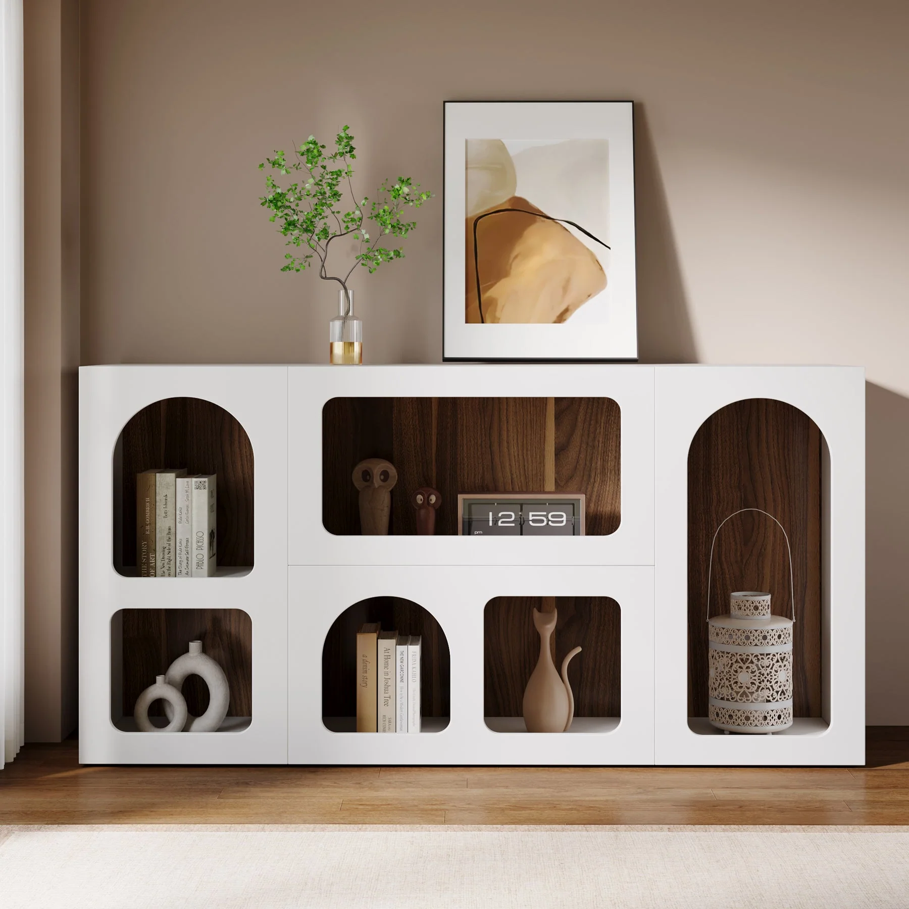 59" Console Table, Wooden Sofa Table Storage Organizer Entrance Table - Image 3