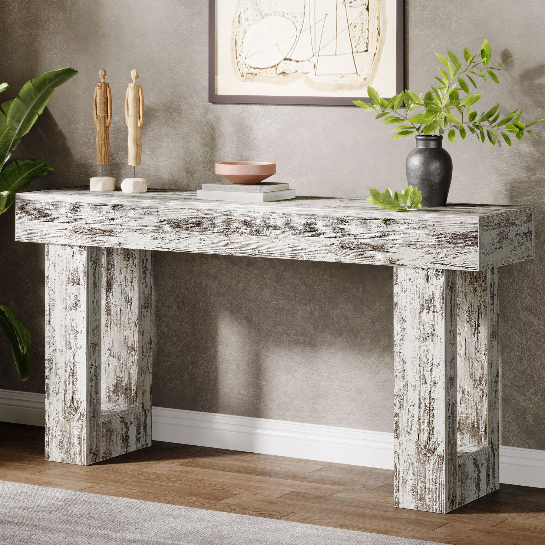 Wooden Sofa Table, 63-Inch Modern Console Table For Living Room - Image 21