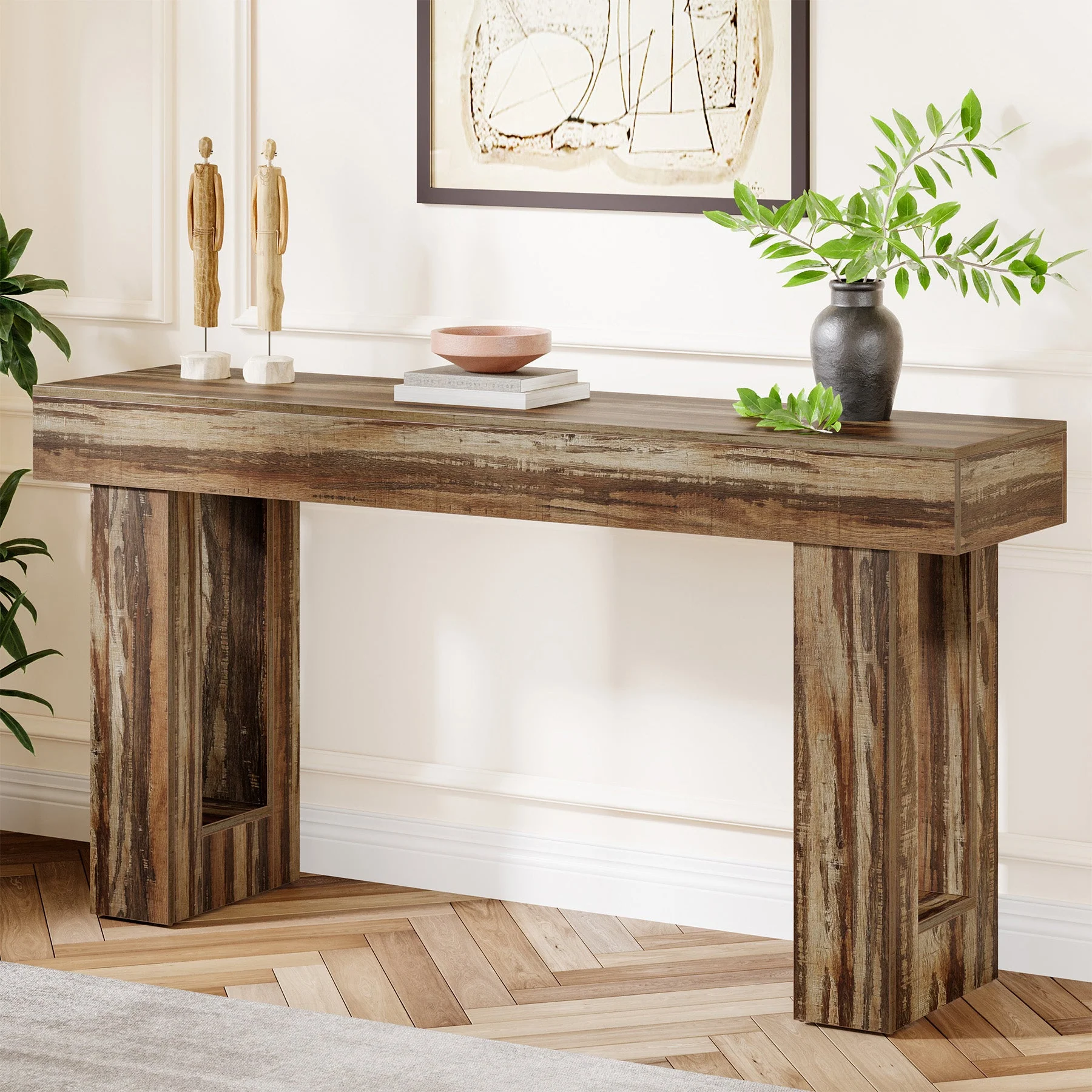 Wooden Sofa Table, 63-Inch Modern Console Table For Living Room - Image 24