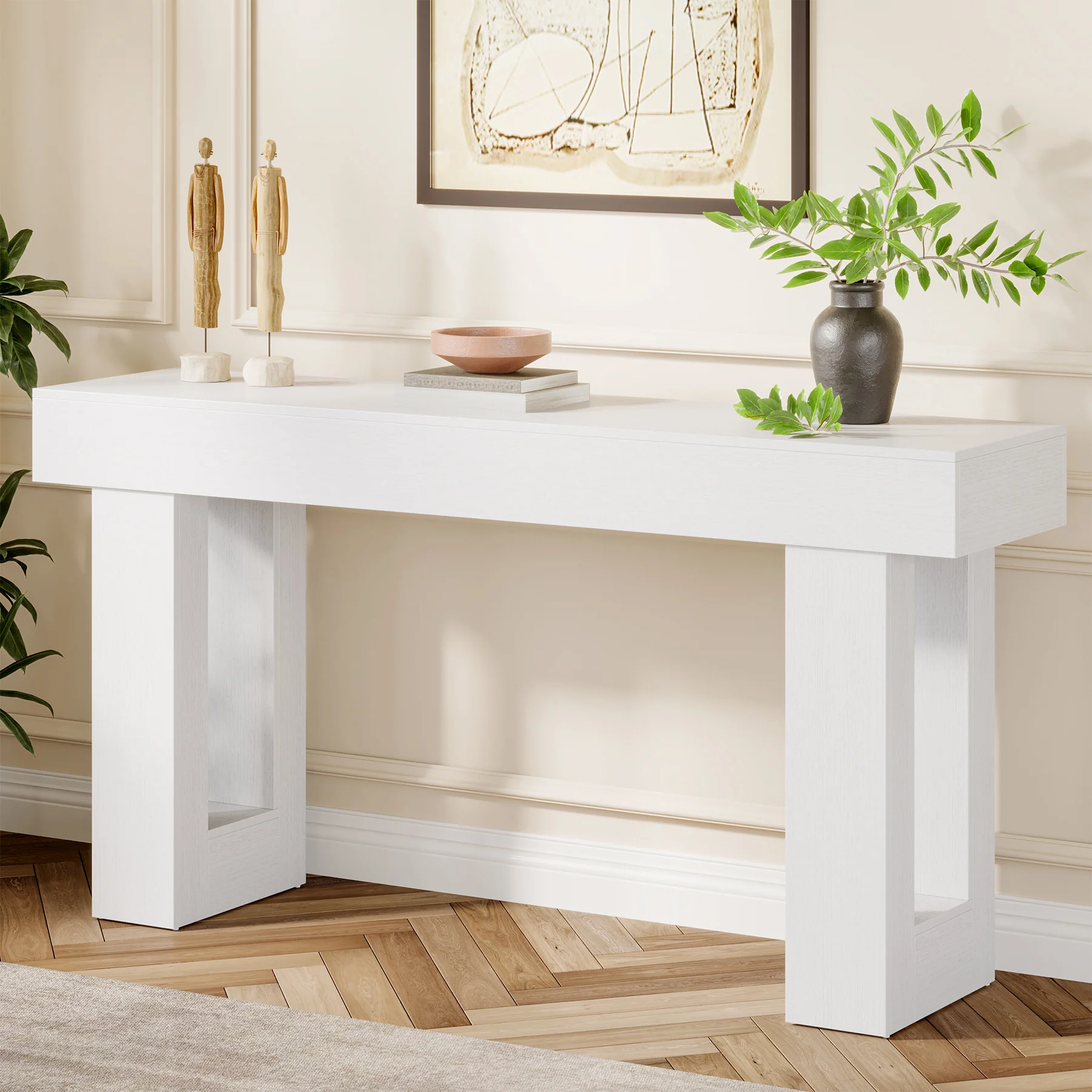 Wooden Sofa Table, 63-Inch Modern Console Table For Living Room - Image 25