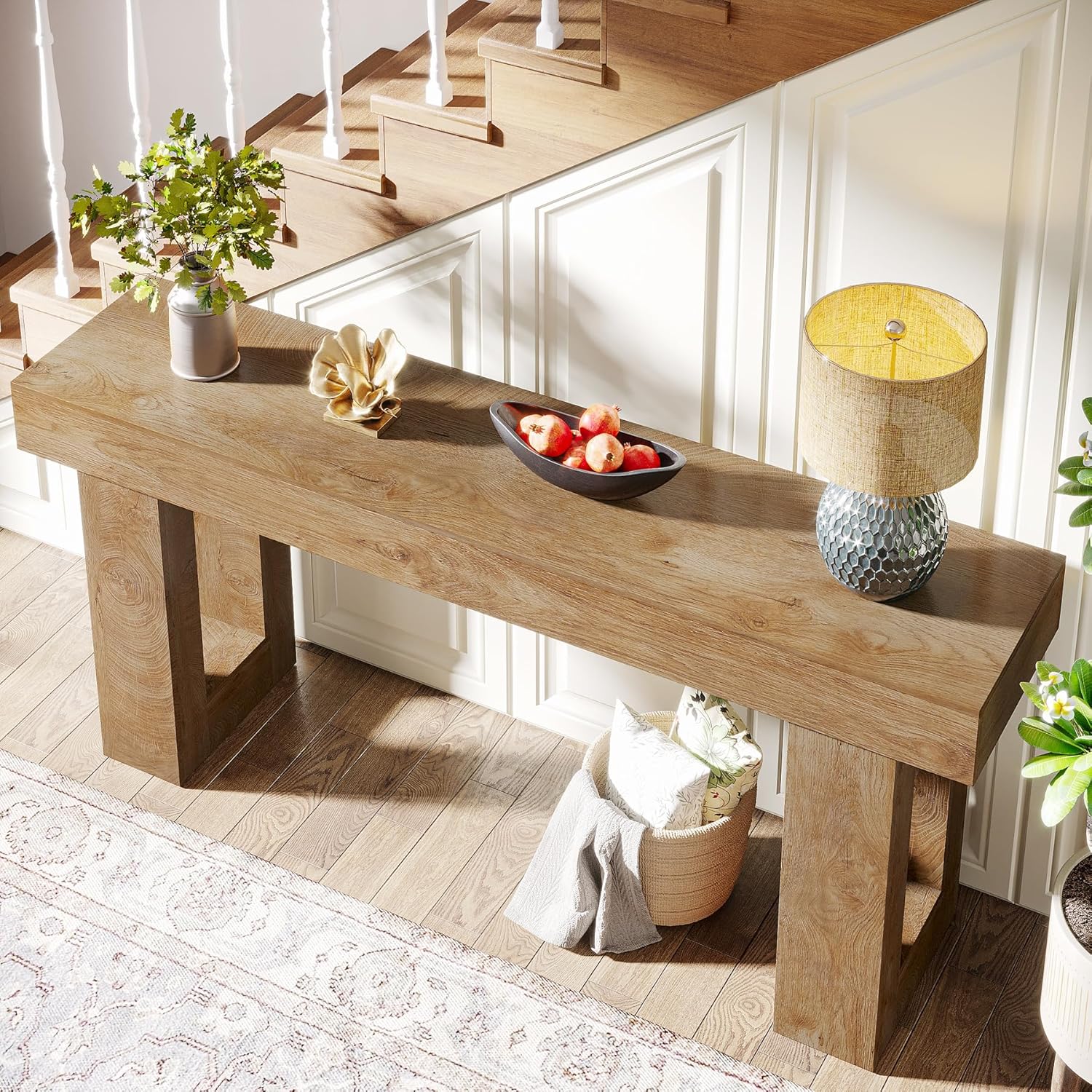Wooden Sofa Table, 63-Inch Modern Console Table For Living Room - Image 5