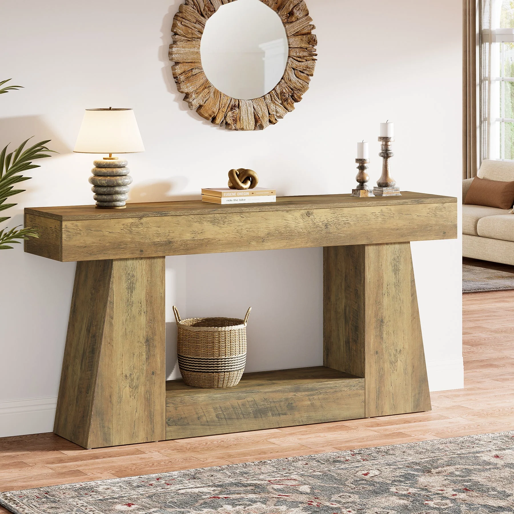 63" Console Table, Wooden Sofa Table Hallway Table - Image 3