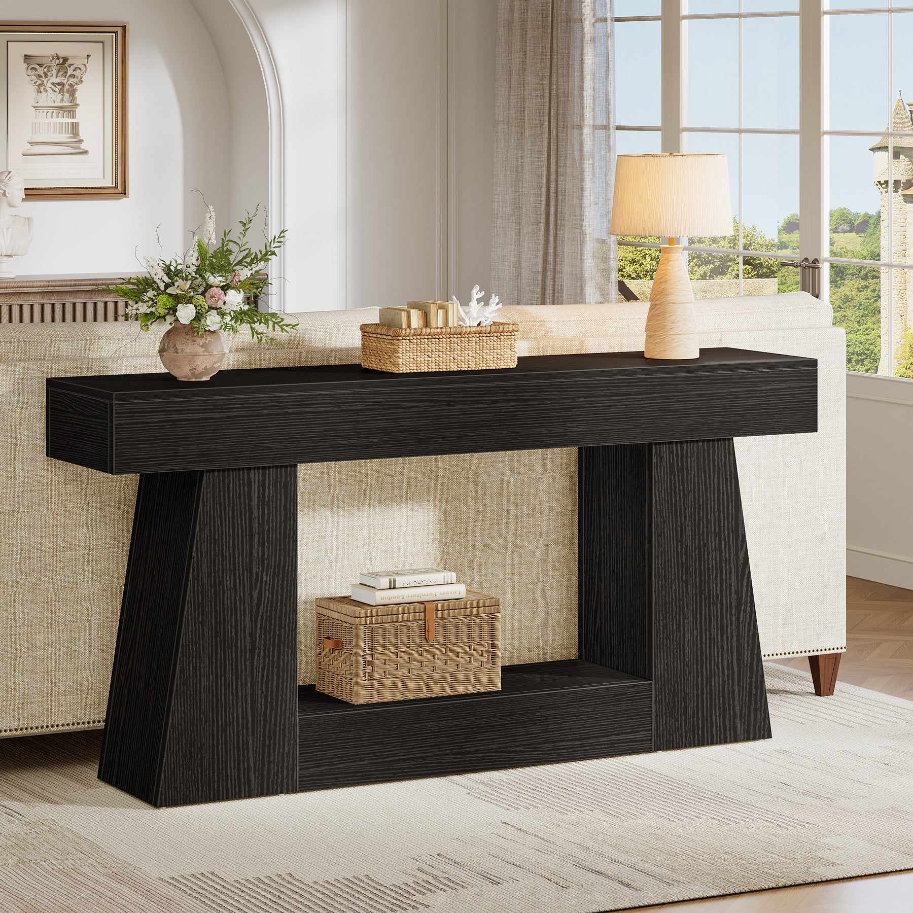63" Console Table, Wooden Sofa Table Hallway Table - Image 7