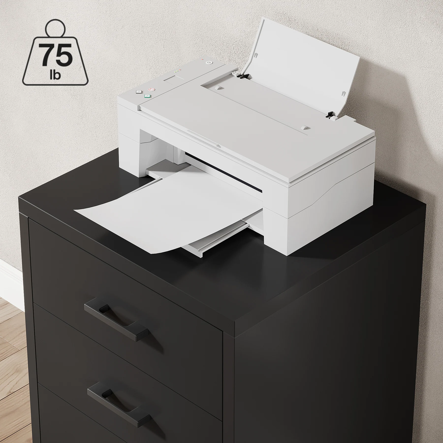 3-Drawer File Cabinet, Modern Rolling Printer Stand for Home Office - Image 7