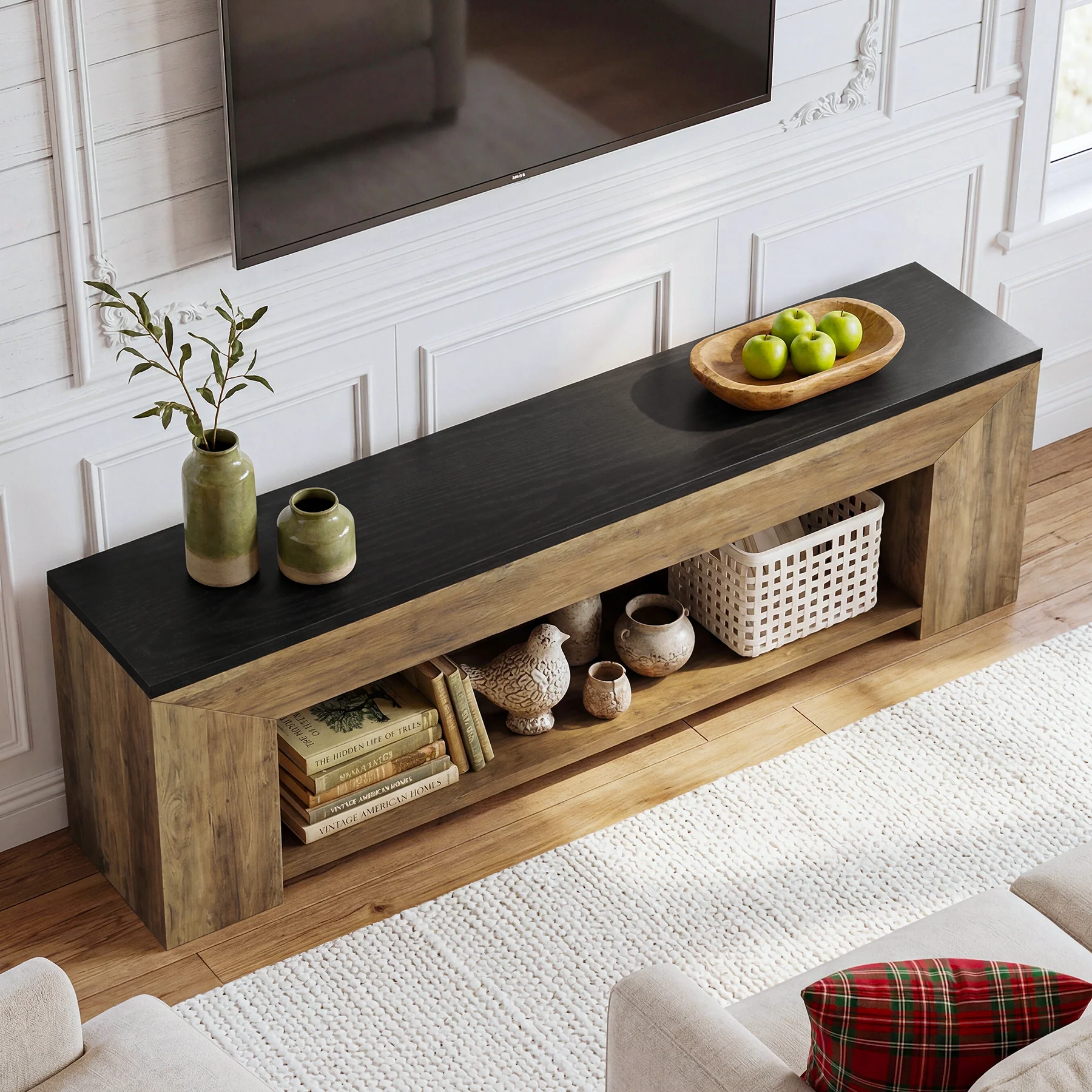 70.86" TV Stand for Up to 80 Inch TVs, Extra Long Wood Console with Storage - Image 6
