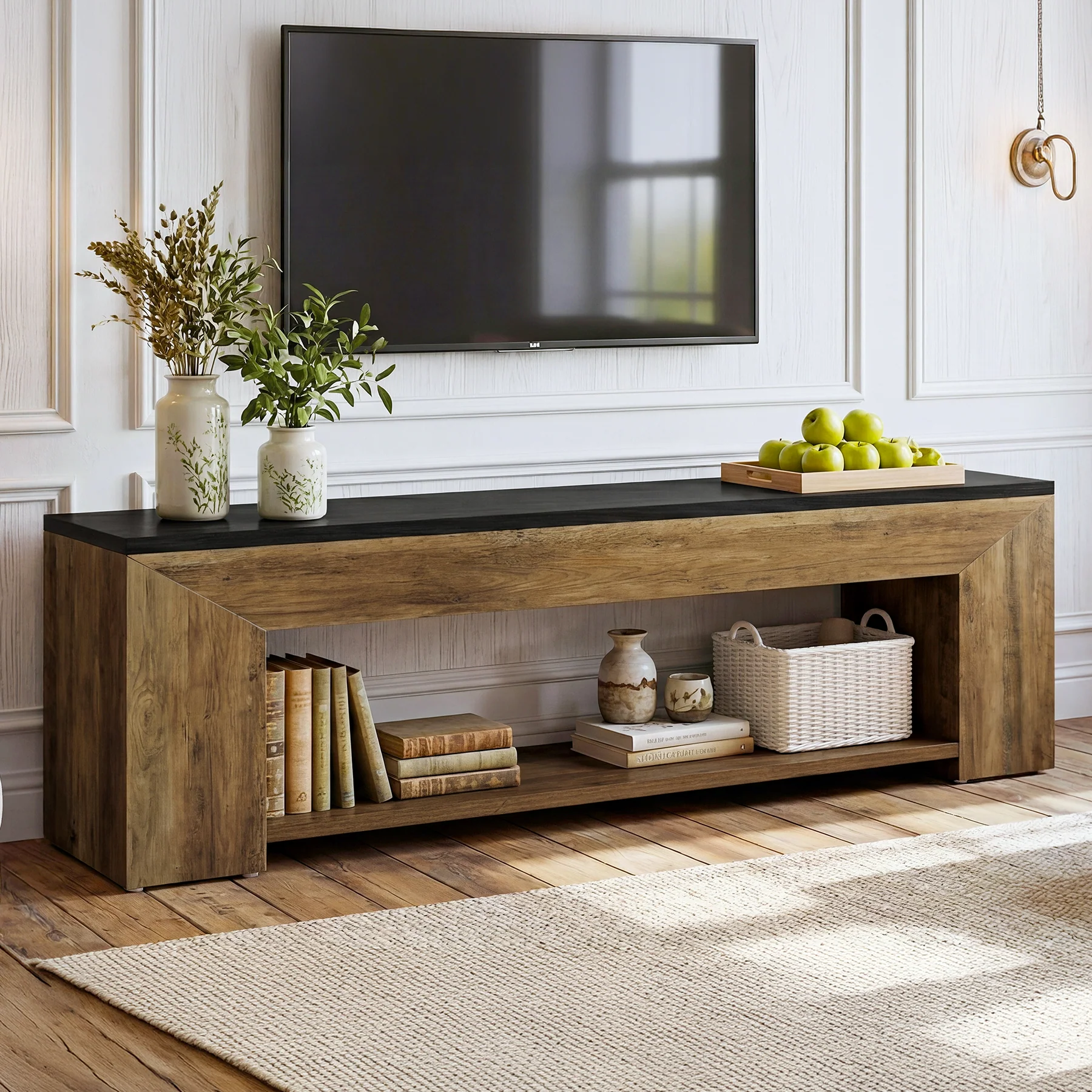 70.86" TV Stand for Up to 80 Inch TVs, Extra Long Wood Console with Storage - Image 7