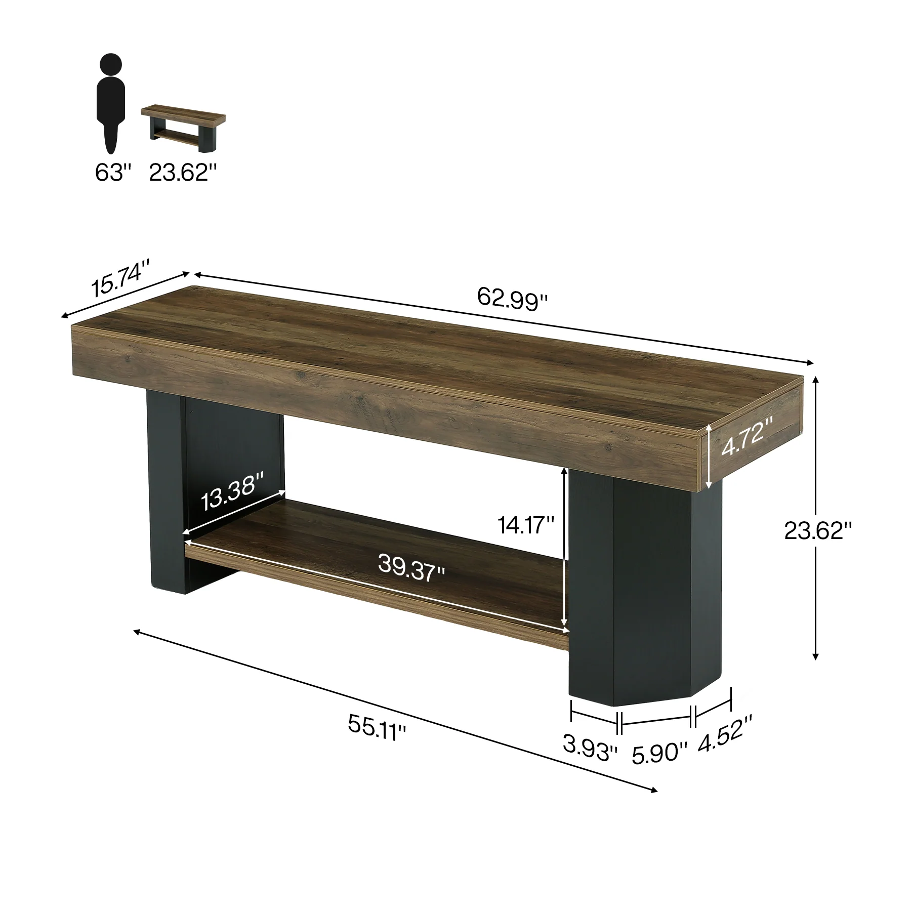 Tribesigns 63" TV Stand, Farmhouse TV Console with Shelf for Living Room - Image 2
