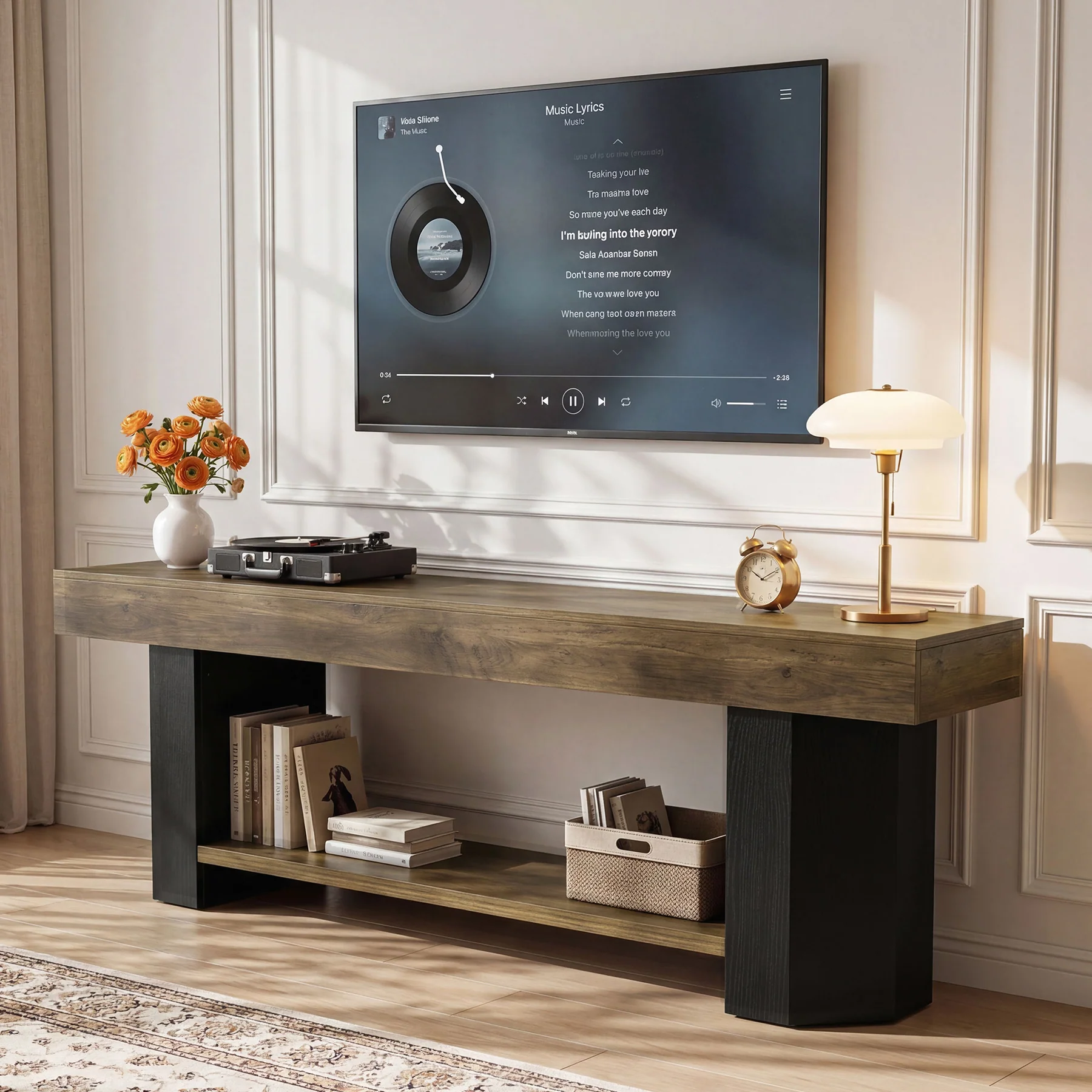 Tribesigns 63" TV Stand, Farmhouse TV Console with Shelf for Living Room - Image 5