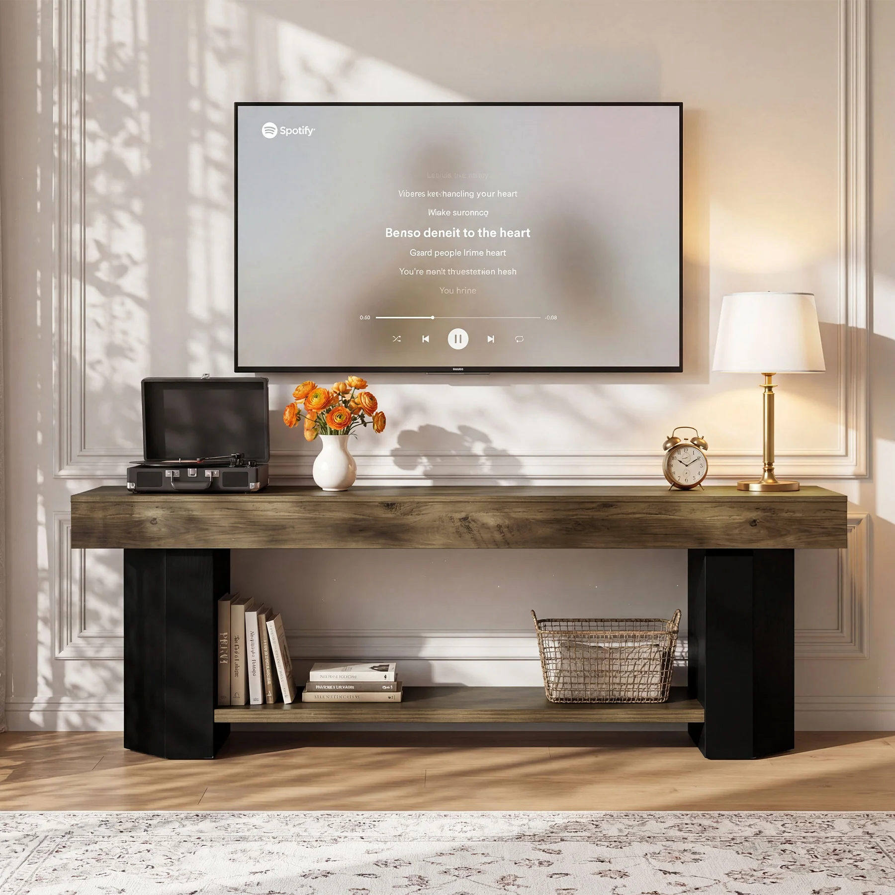 Tribesigns 63" TV Stand, Farmhouse TV Console with Shelf for Living Room - Image 8