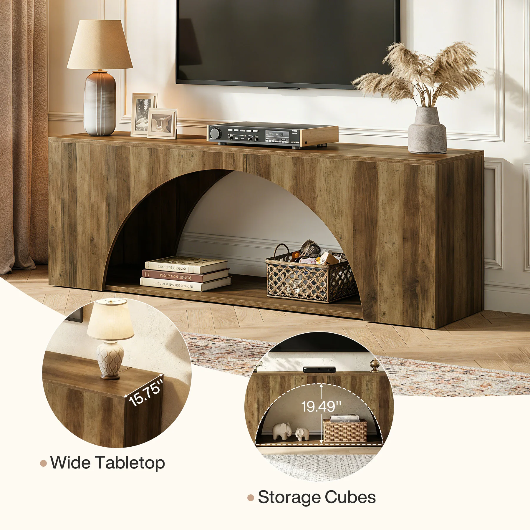 Tribesigns 63" Wood TV Stand, Media Console with Shelves for Living Room - Image 9