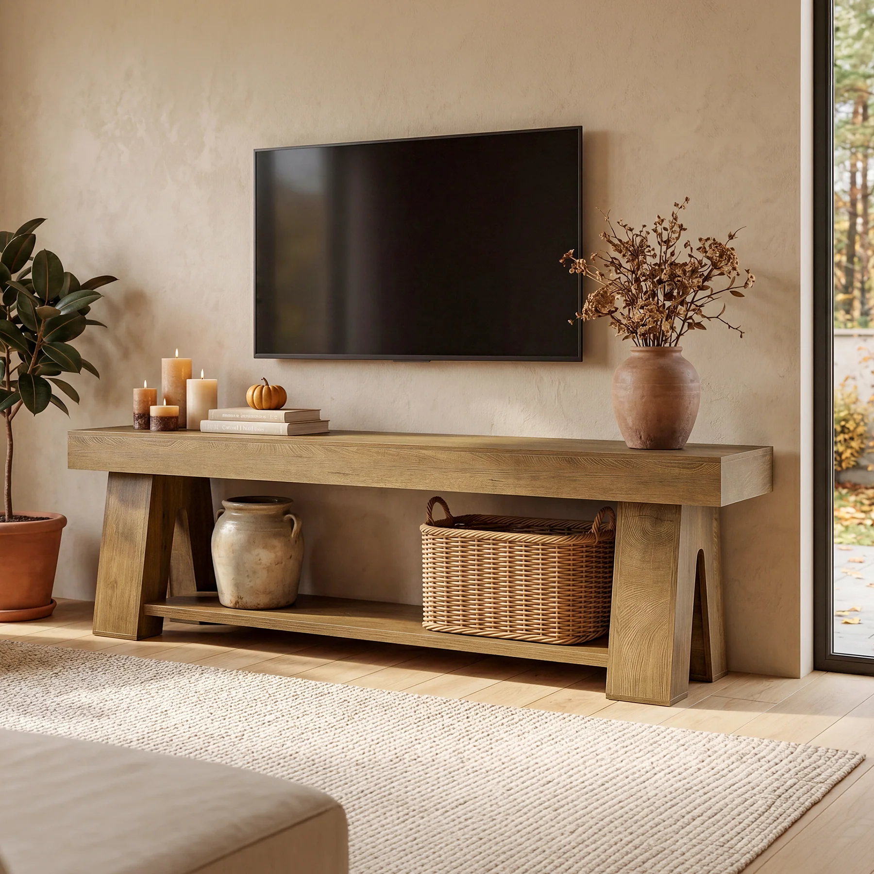 Tribesigns 63-Inch TV Stand for TVs up to 65 Inch, Wooden Media Console with Open Shelf - Image 10