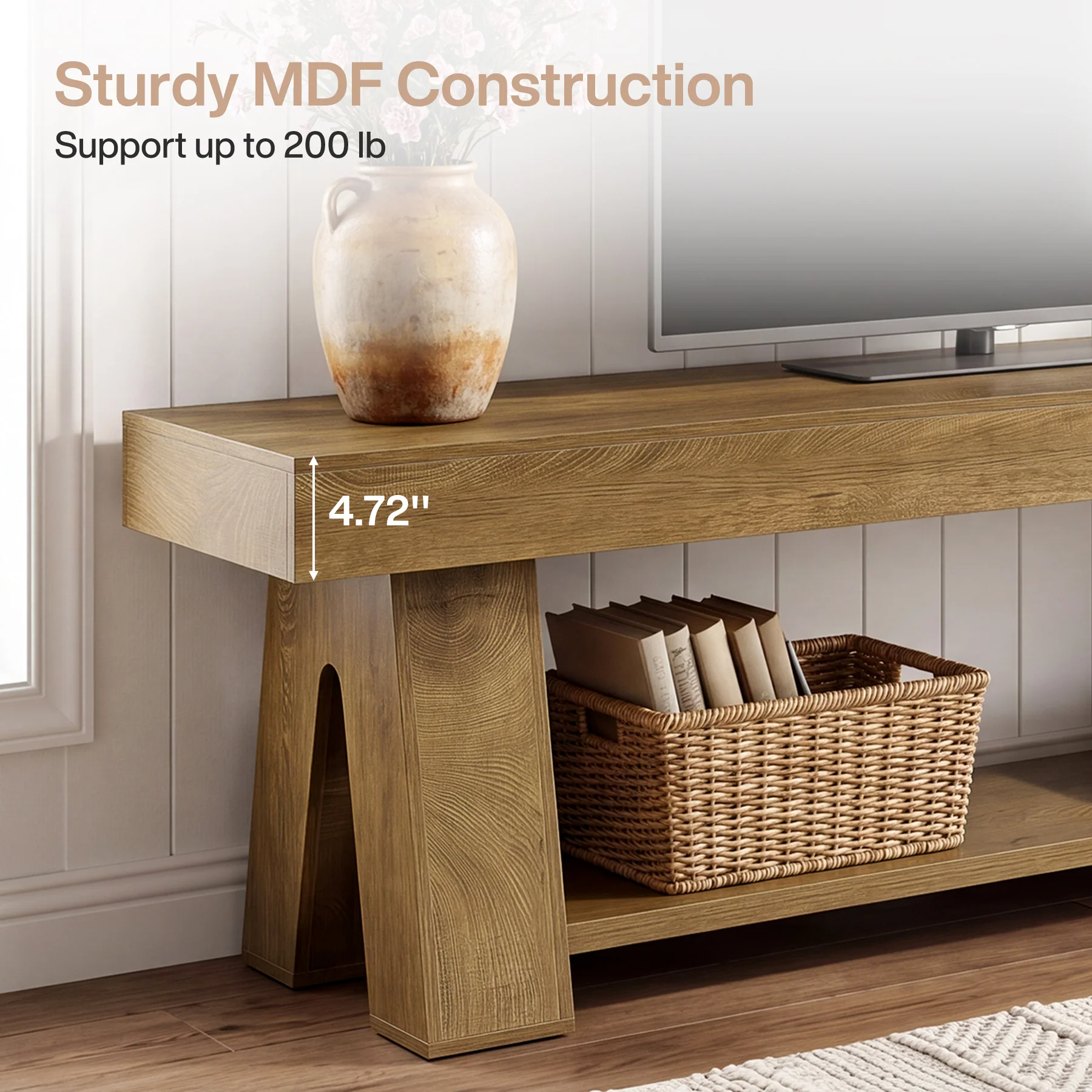 Tribesigns 63-Inch TV Stand for TVs up to 65 Inch, Wooden Media Console with Open Shelf - Image 3